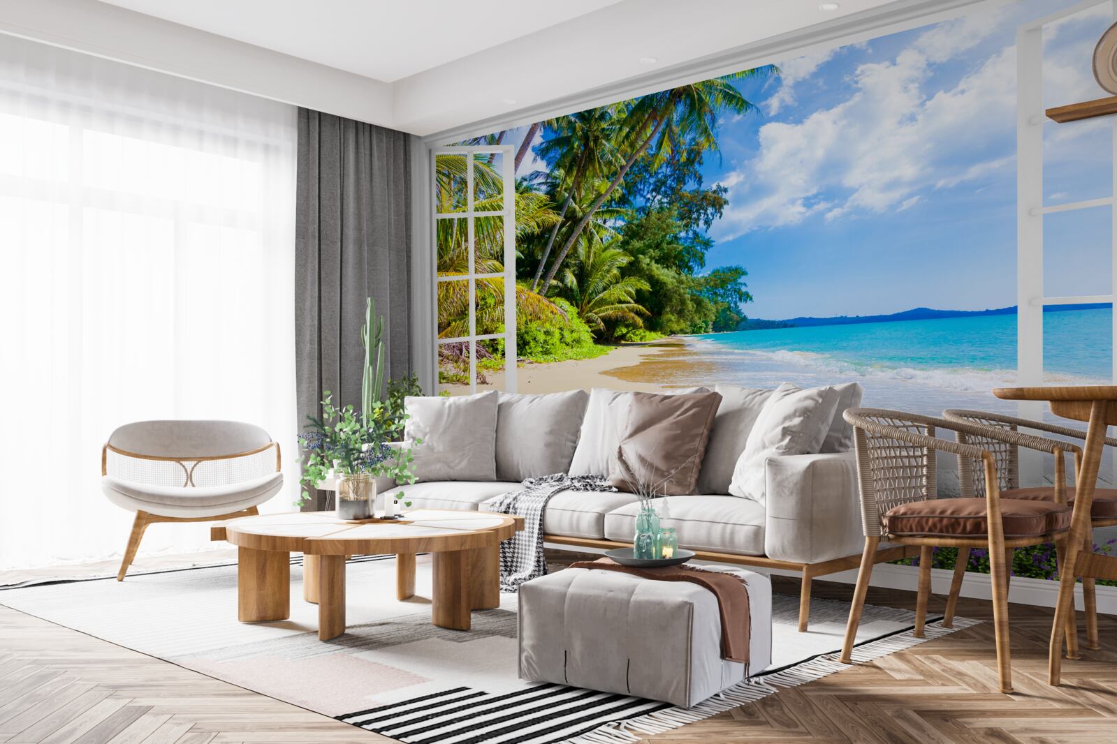 Fototapet o vedere panoramică a plajei de la fereastră