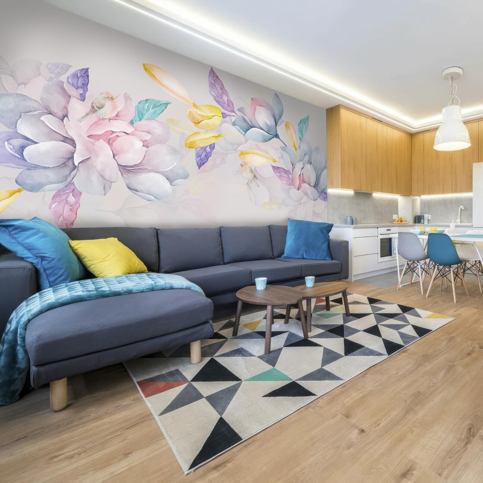 Fototapet ramură cu flori roșii strălucitoare