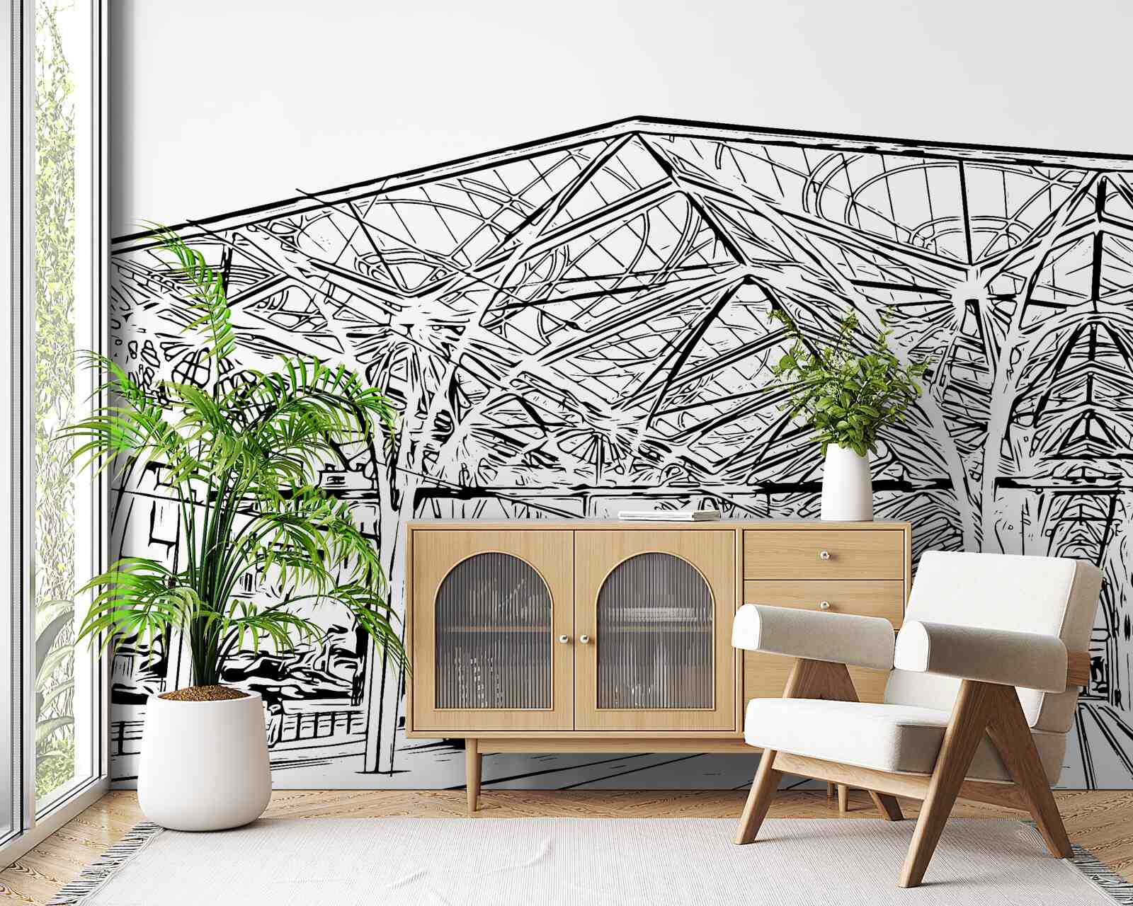 Fototapet stația de cale ferată și trenurile prezentate în fotografie