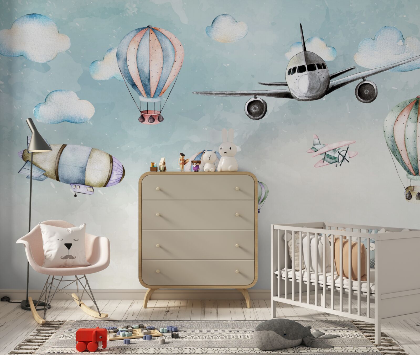 Fototapet diferite tipuri de transport aerian