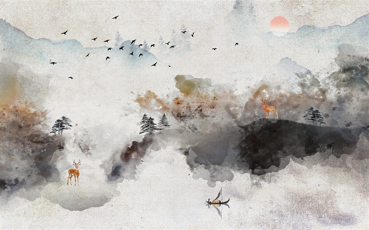 Fototapet priveliște uluitoare de toamnă la apus