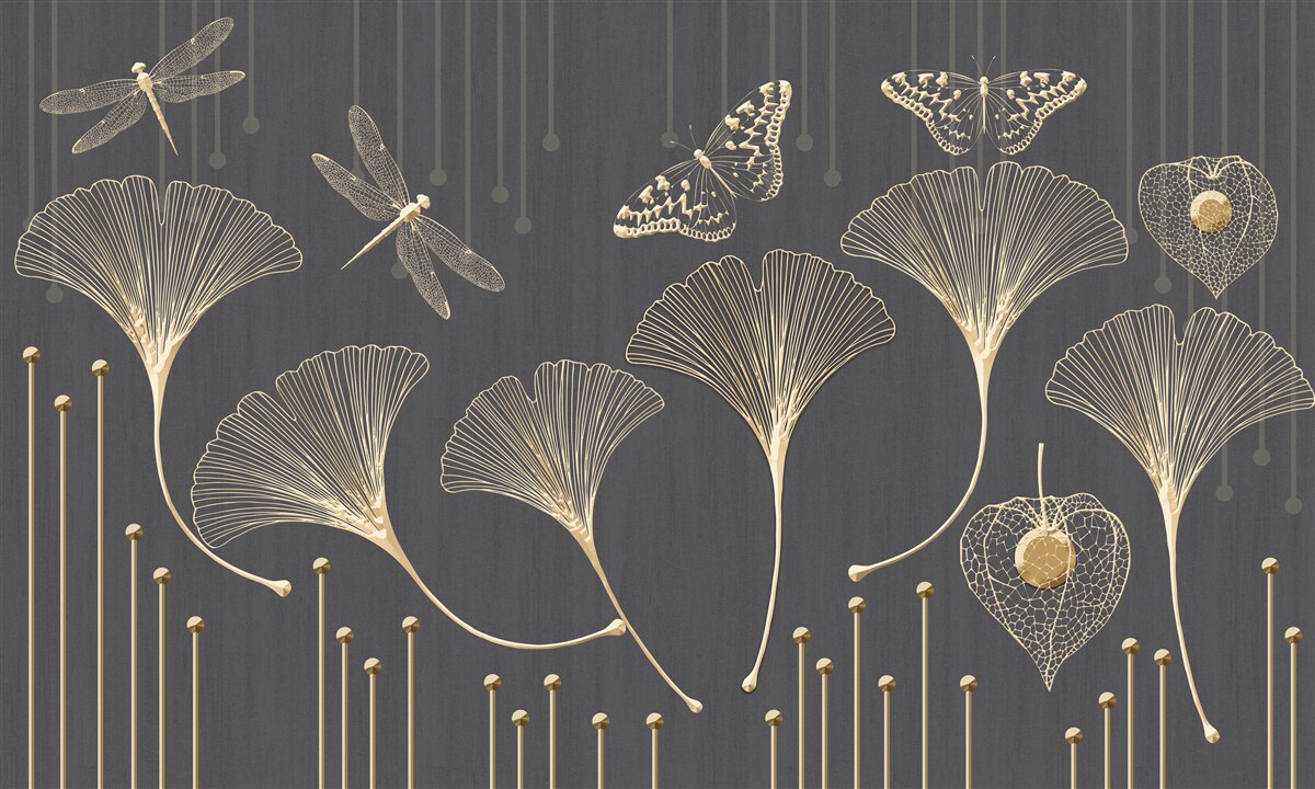 Fototapet dimpotrivă, liniile verticale converg pe un fundal gri