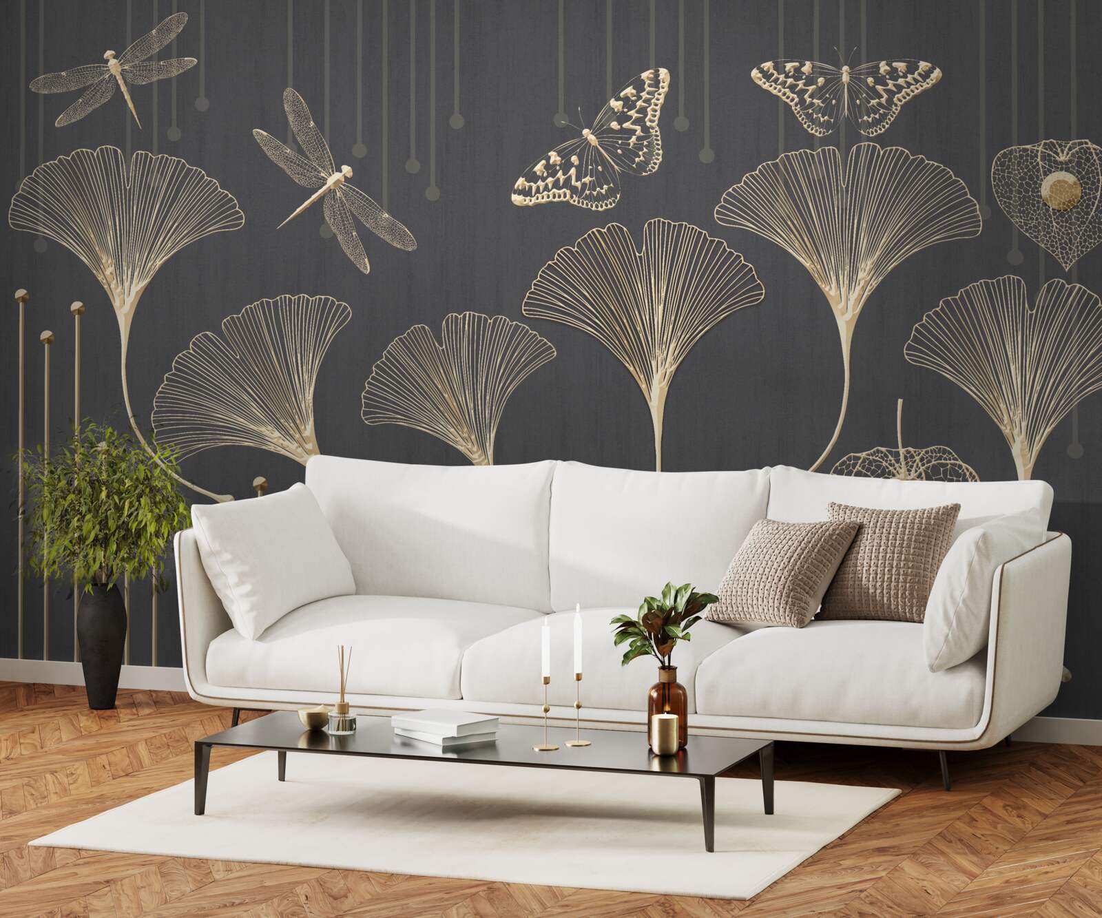 Fototapet dimpotrivă, liniile verticale converg pe un fundal gri