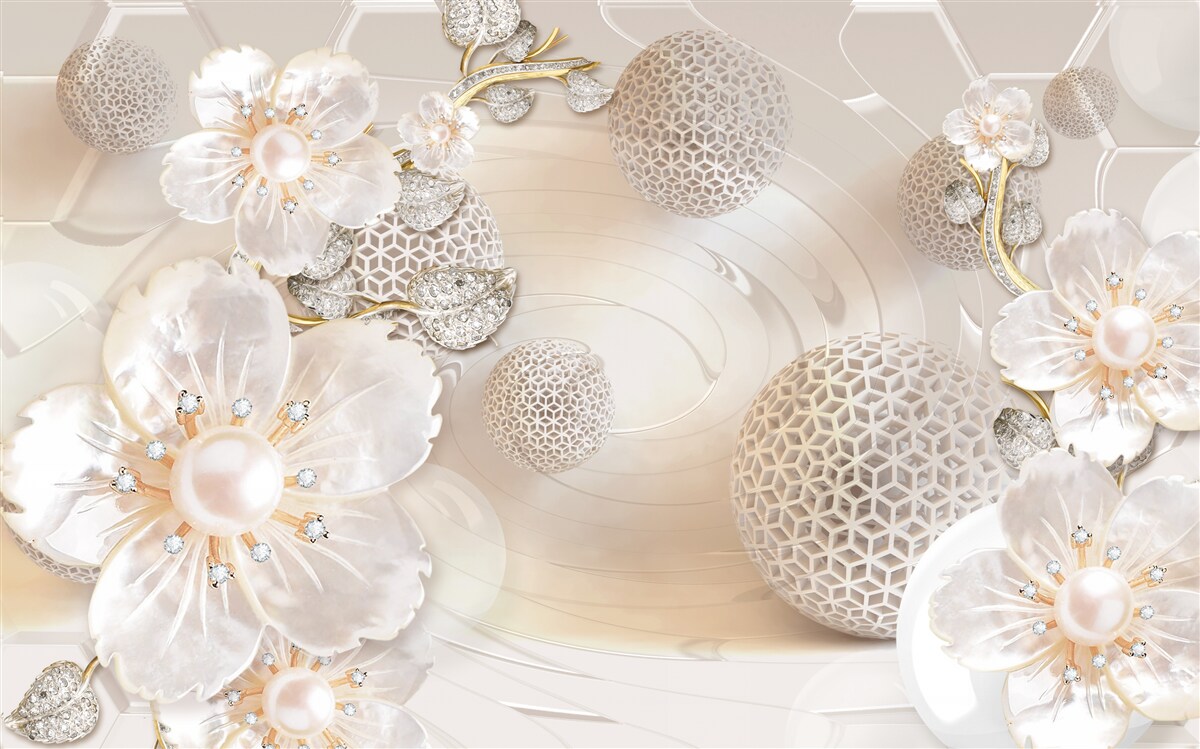 Fototapet bile plutitoare luminoase și ghirlande botanice ușoare