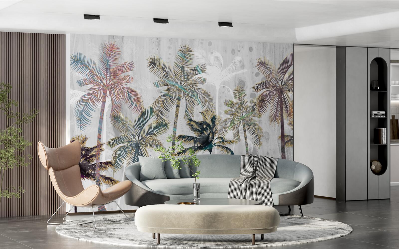 Fototapet ploaie torențială printre palmieri