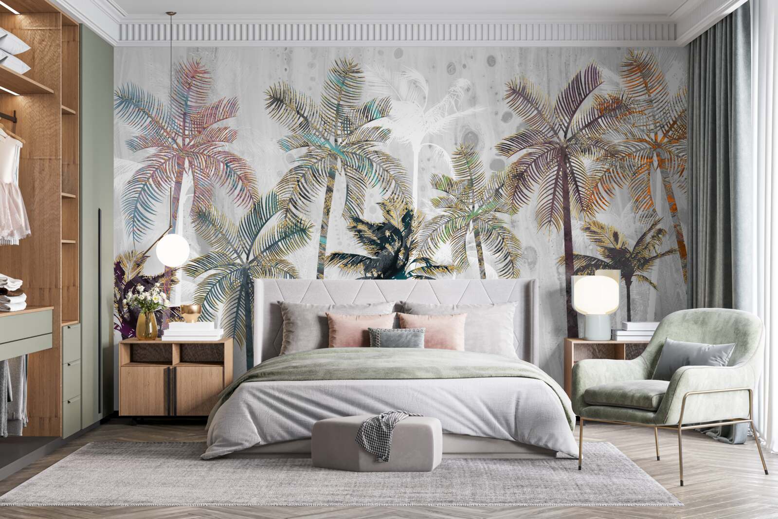 Fototapet ploaie torențială printre palmieri