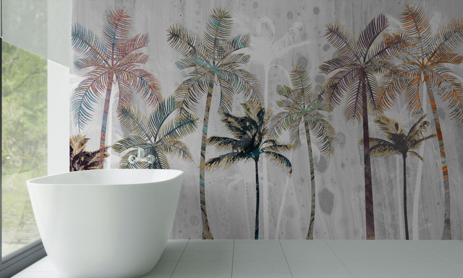 Fototapet ploaie torențială printre palmieri