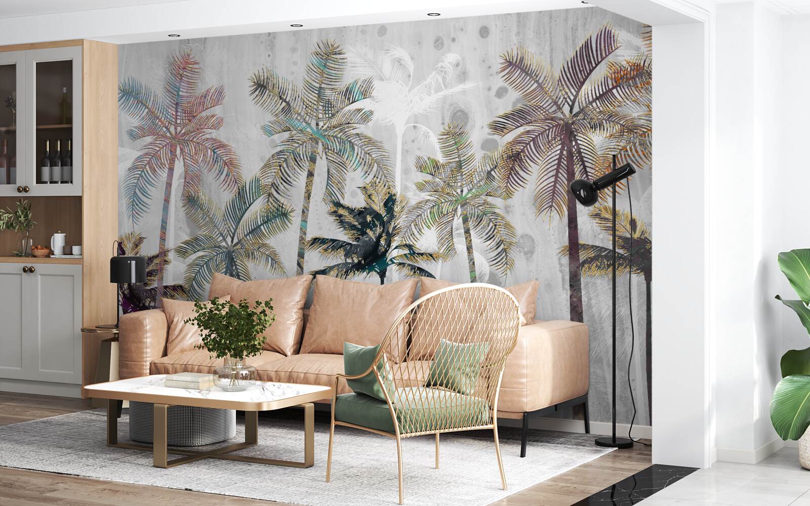 Fototapet ploaie torențială printre palmieri