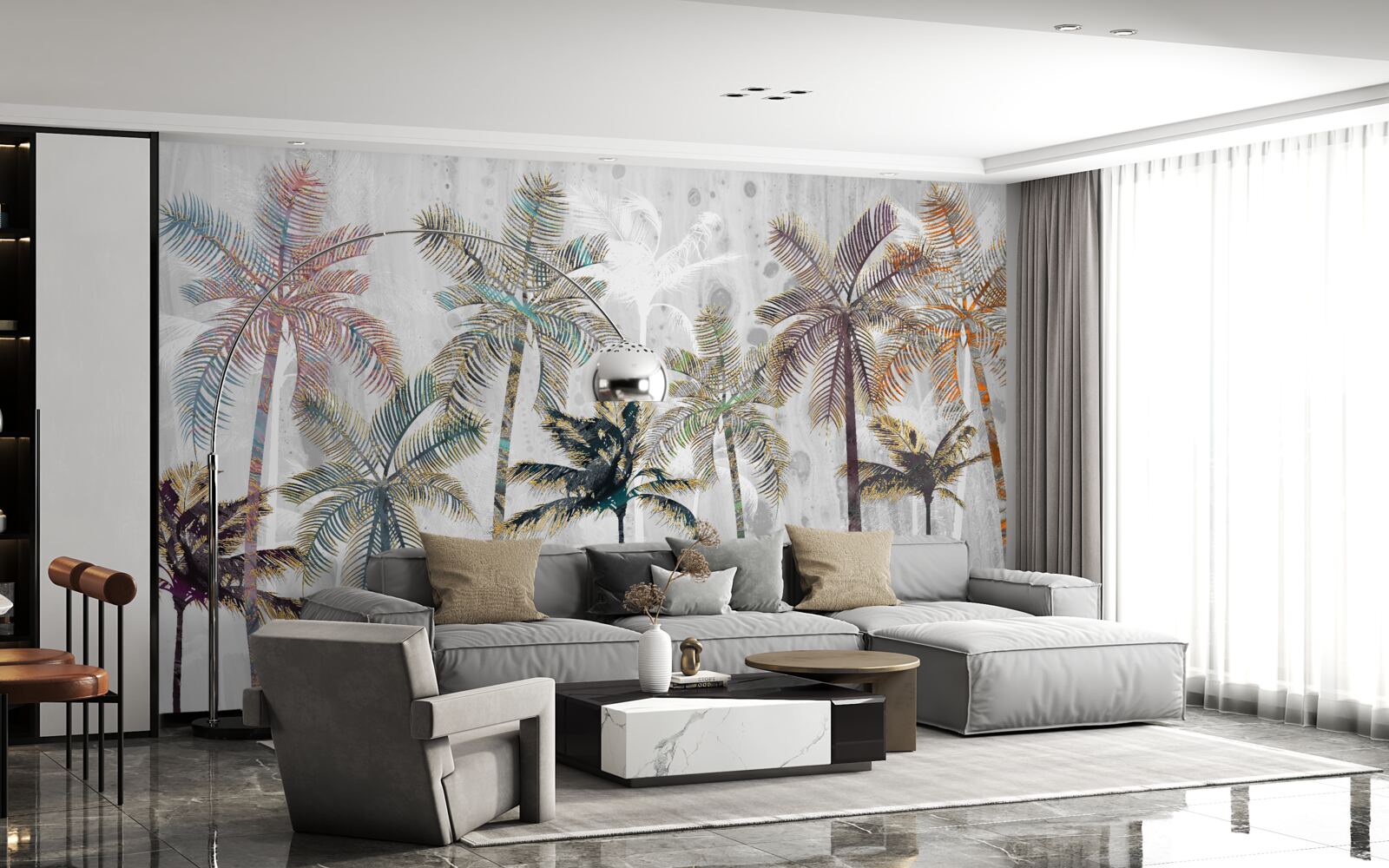 Fototapet ploaie torențială printre palmieri