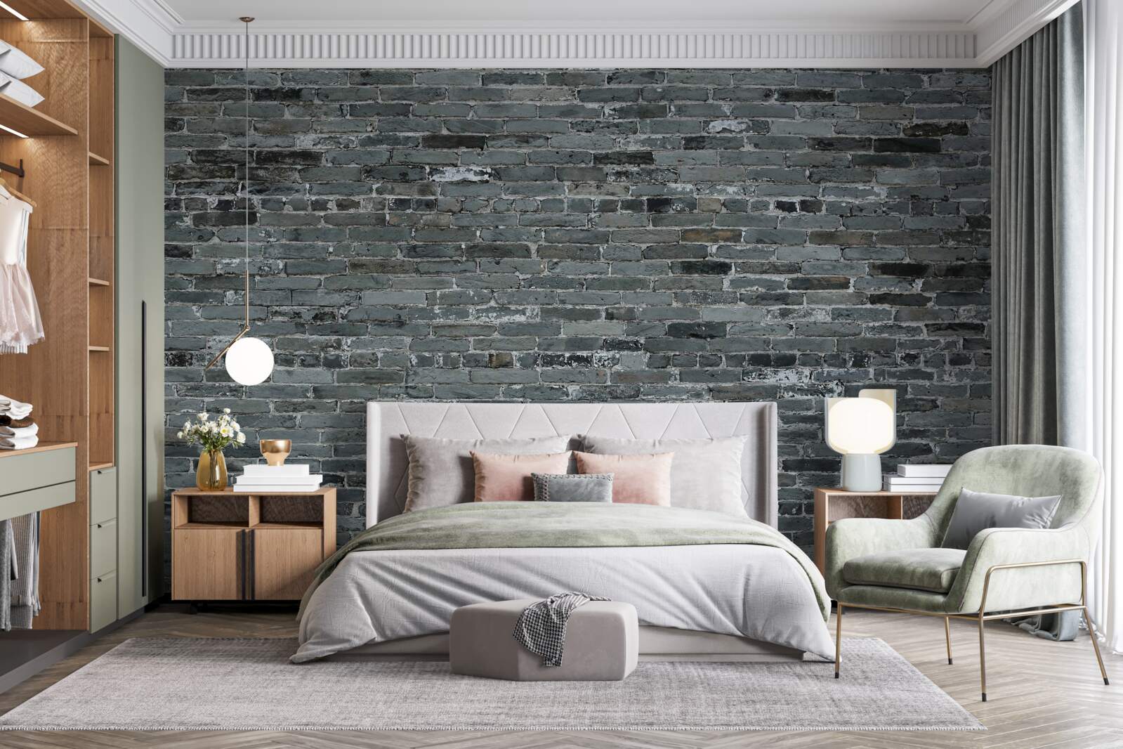 Fototapet cărămidă gri mat