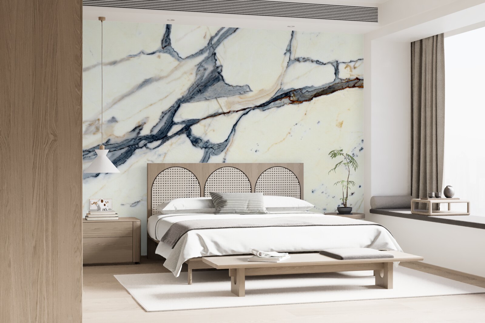 Fototapet marmură deschisă cu infuzii negre