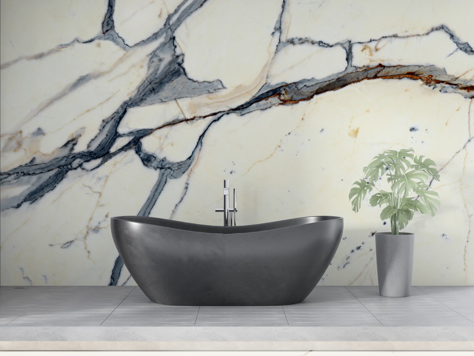 Fototapet marmură deschisă cu infuzii negre