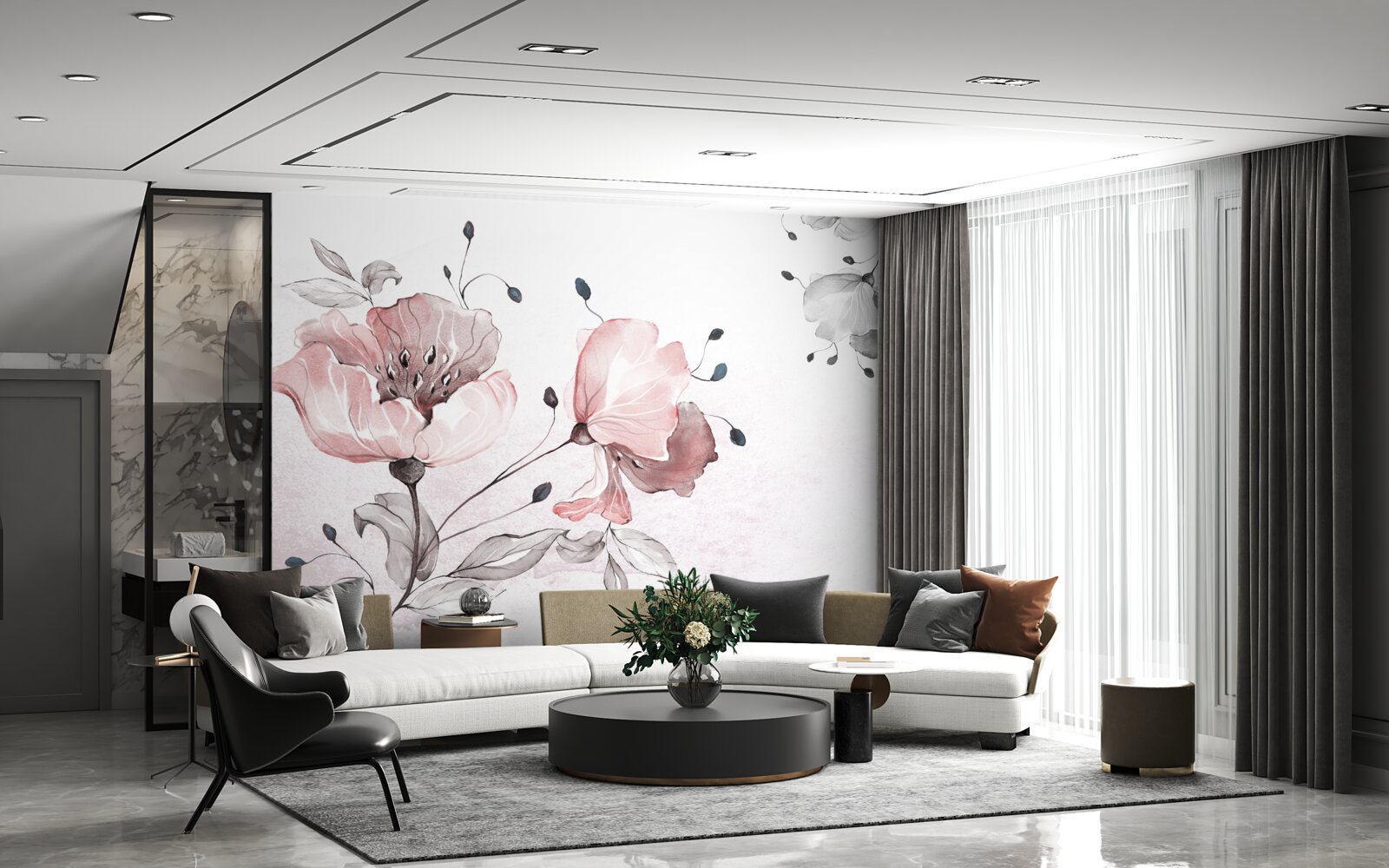 Fototapet flori delicate, grațioase, legănate de vânt