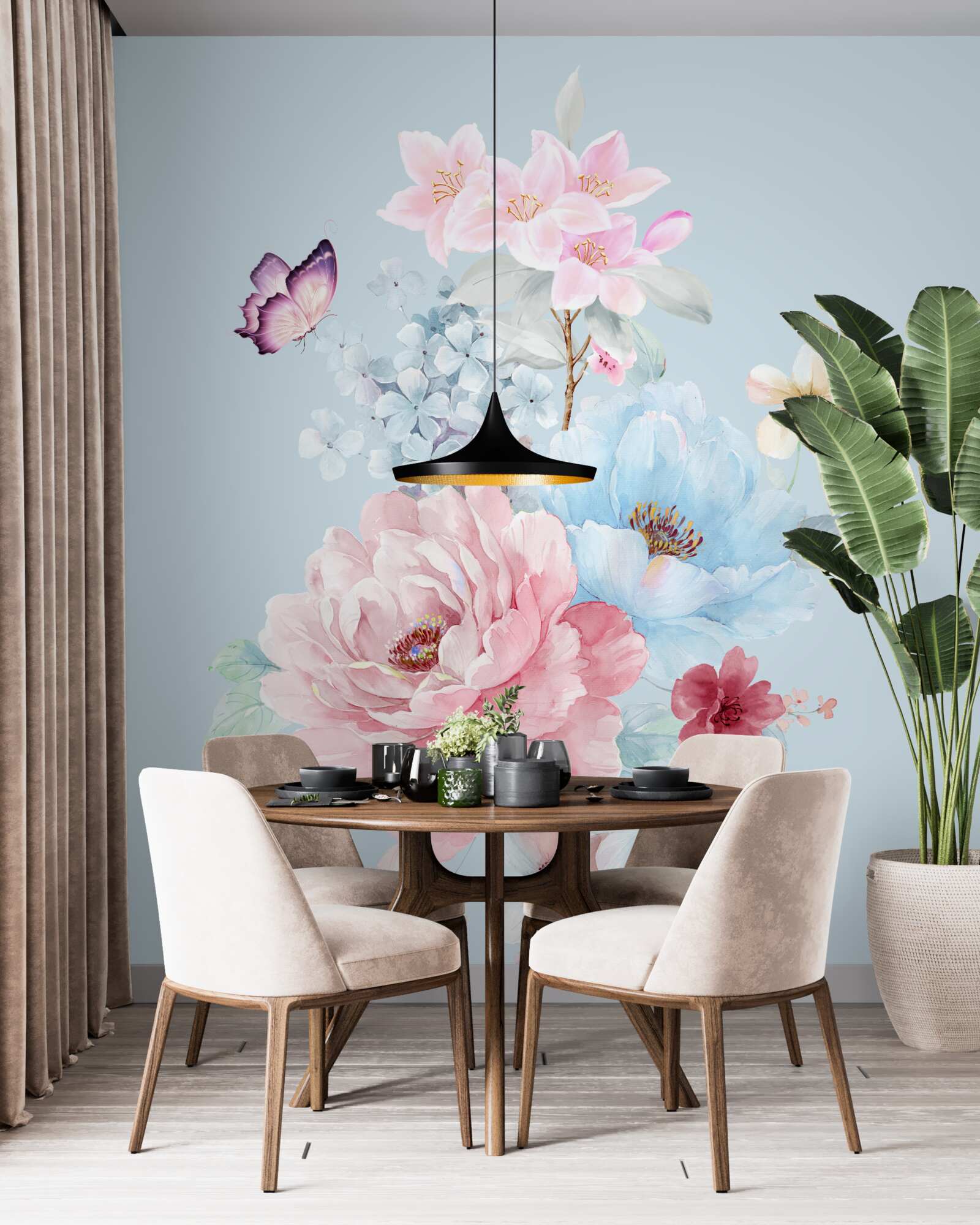 Fototapet ghirlandă fermecătoare de flori de vară