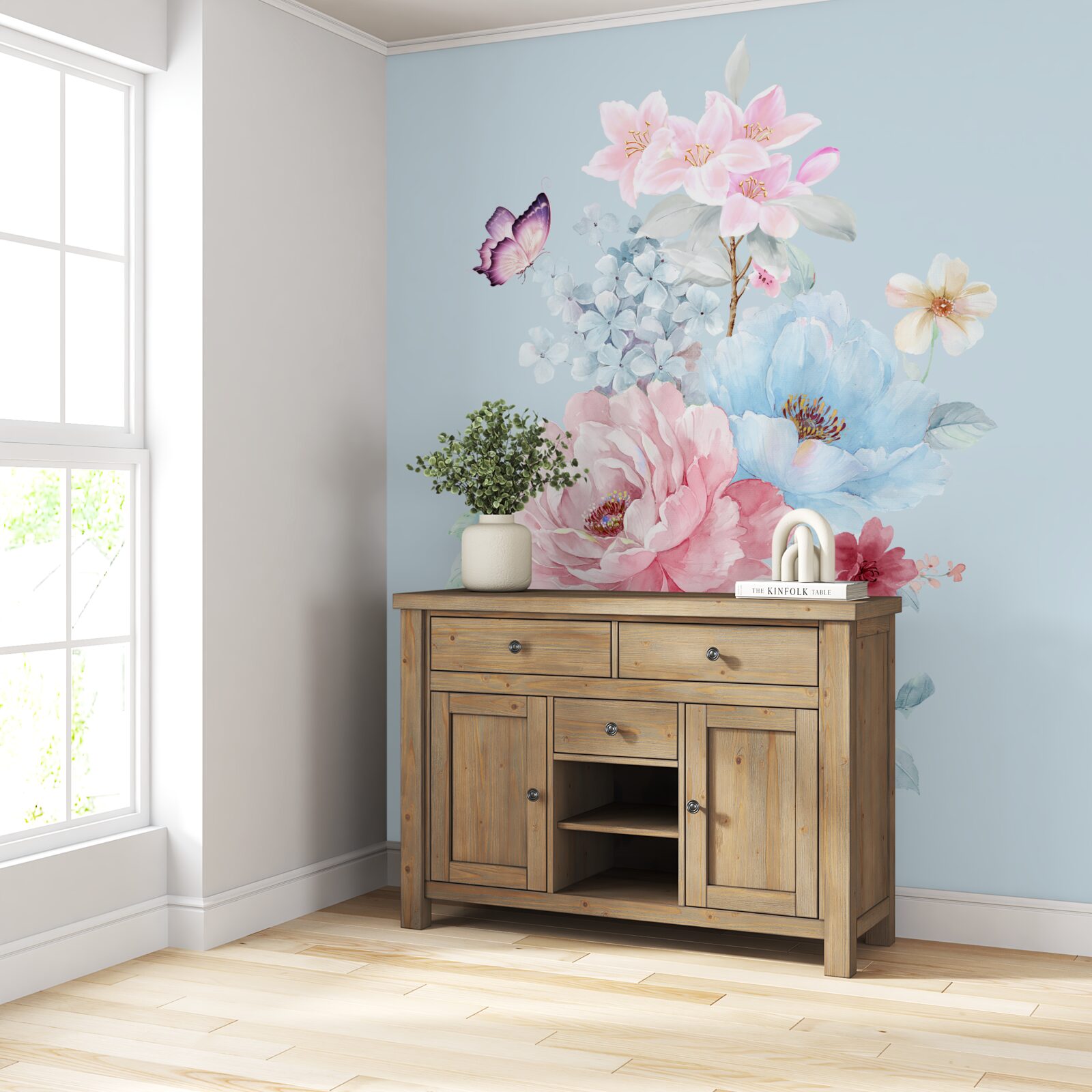 Fototapet ghirlandă fermecătoare de flori de vară