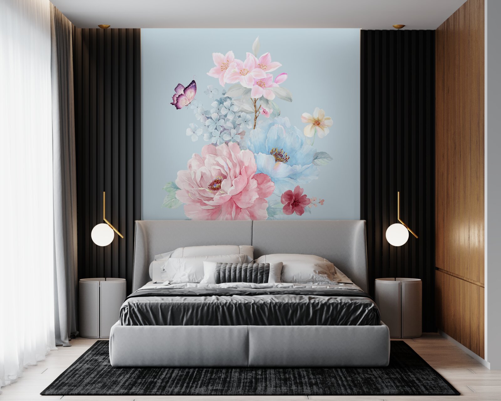 Fototapet ghirlandă fermecătoare de flori de vară