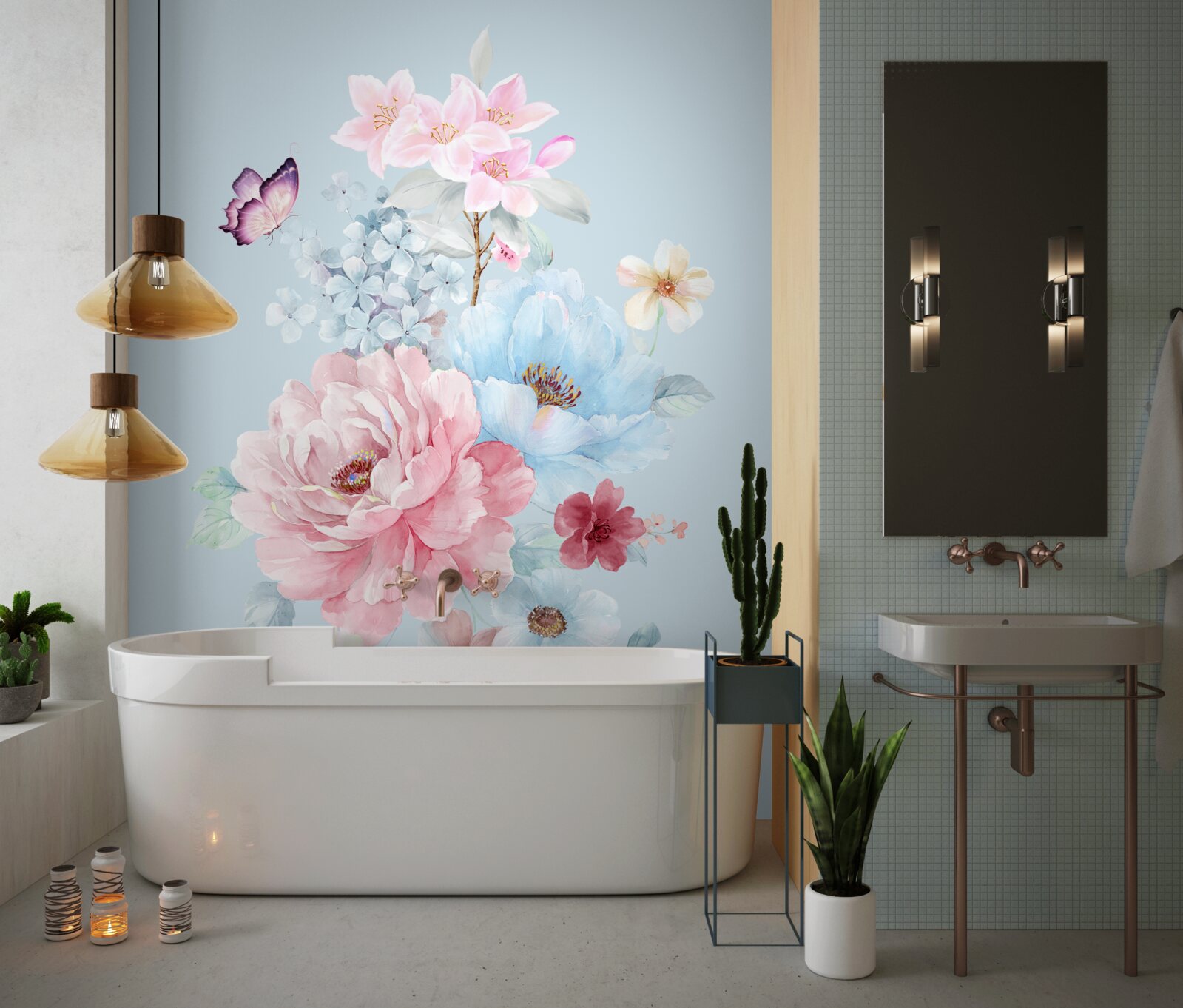 Fototapet ghirlandă fermecătoare de flori de vară