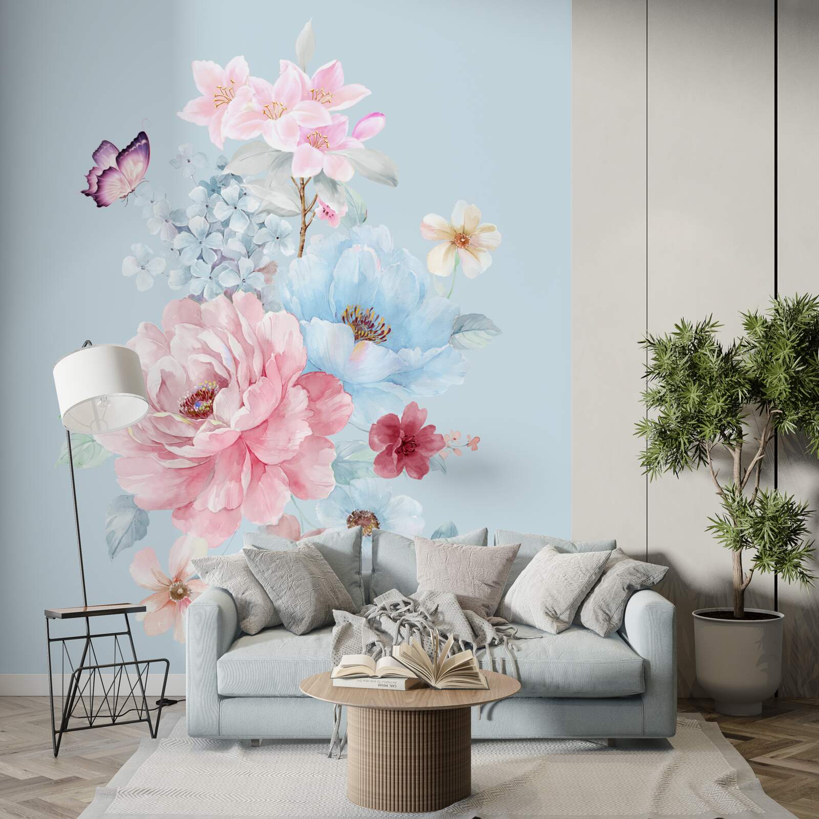 Fototapet ghirlandă fermecătoare de flori de vară