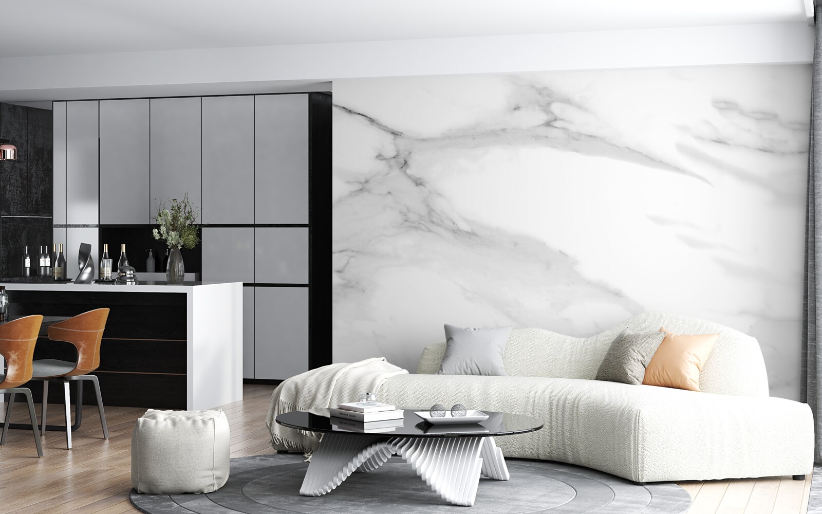 Fototapet cuplu gri-alb