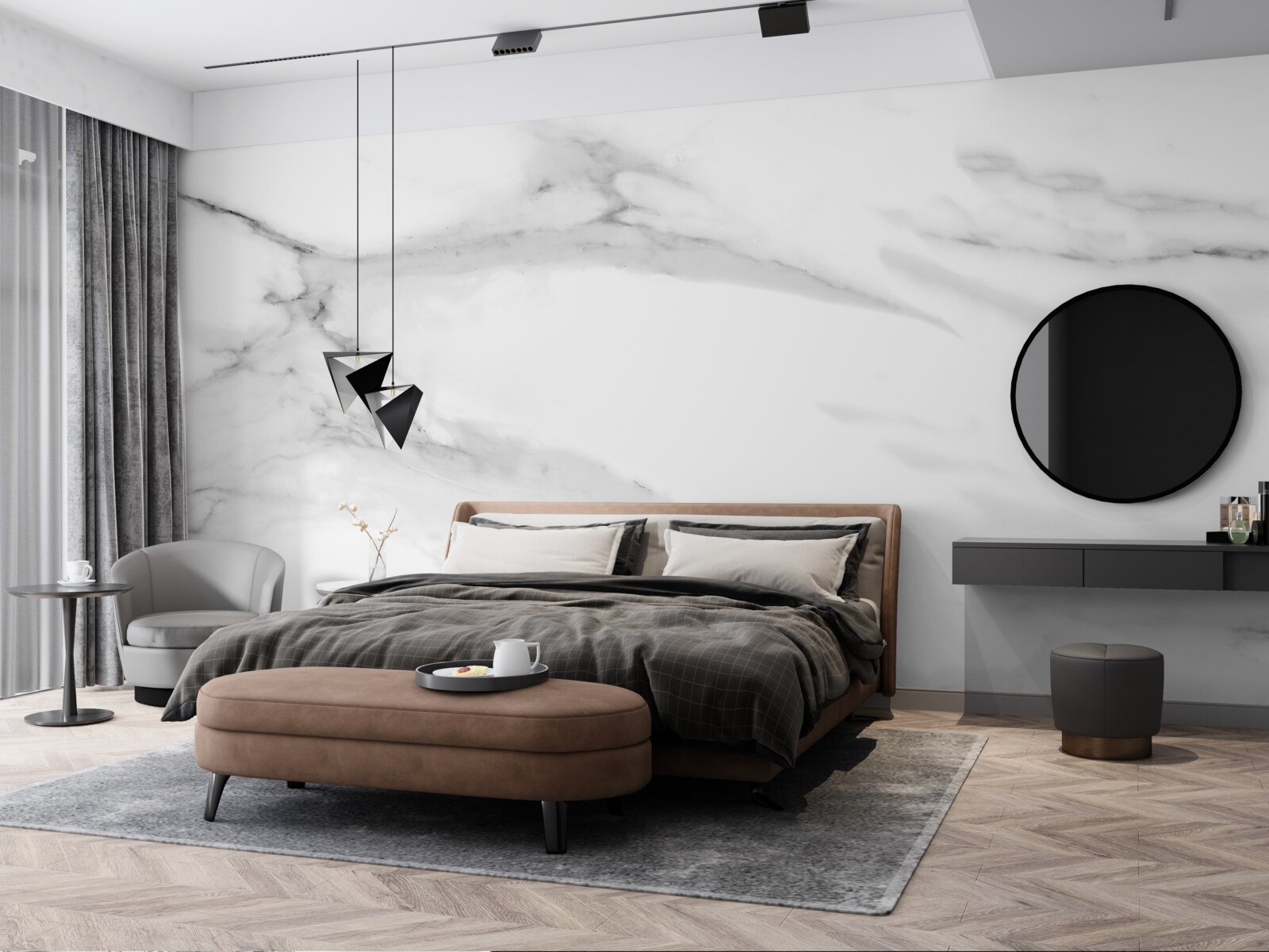 Fototapet cuplu gri-alb