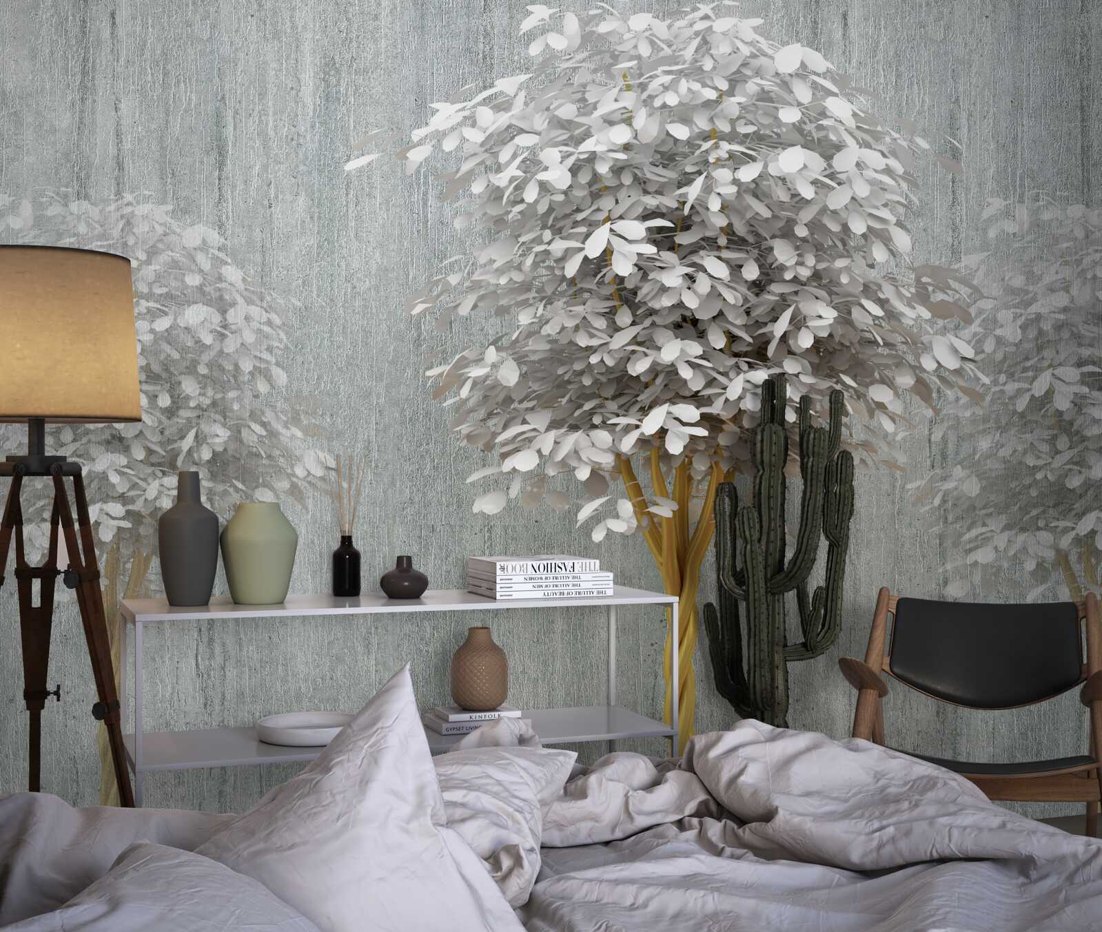 Fototapet copaci înfloriți, de o finețe albă ca zăpada