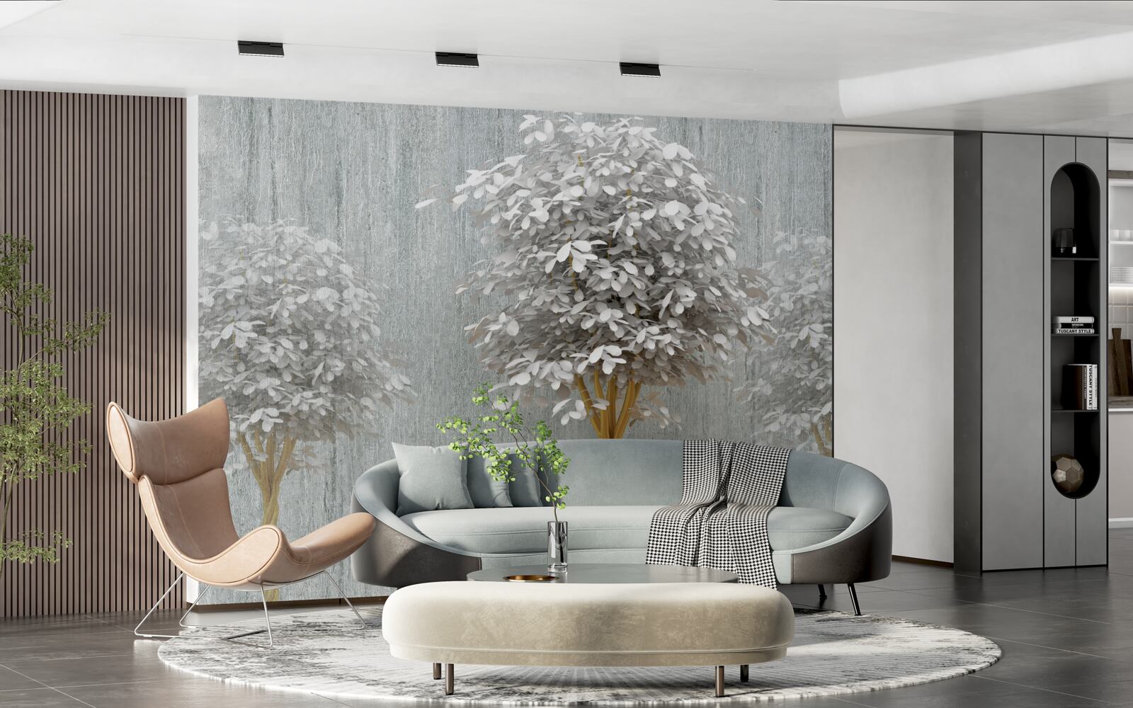 Fototapet copaci înfloriți, de o finețe albă ca zăpada