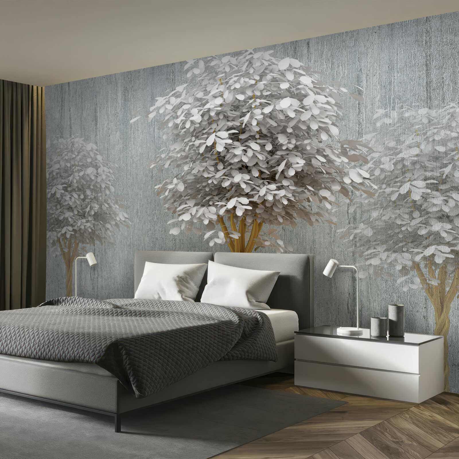 Fototapet copaci înfloriți, de o finețe albă ca zăpada