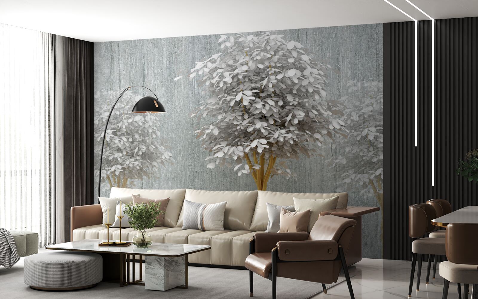 Fototapet copaci înfloriți, de o finețe albă ca zăpada