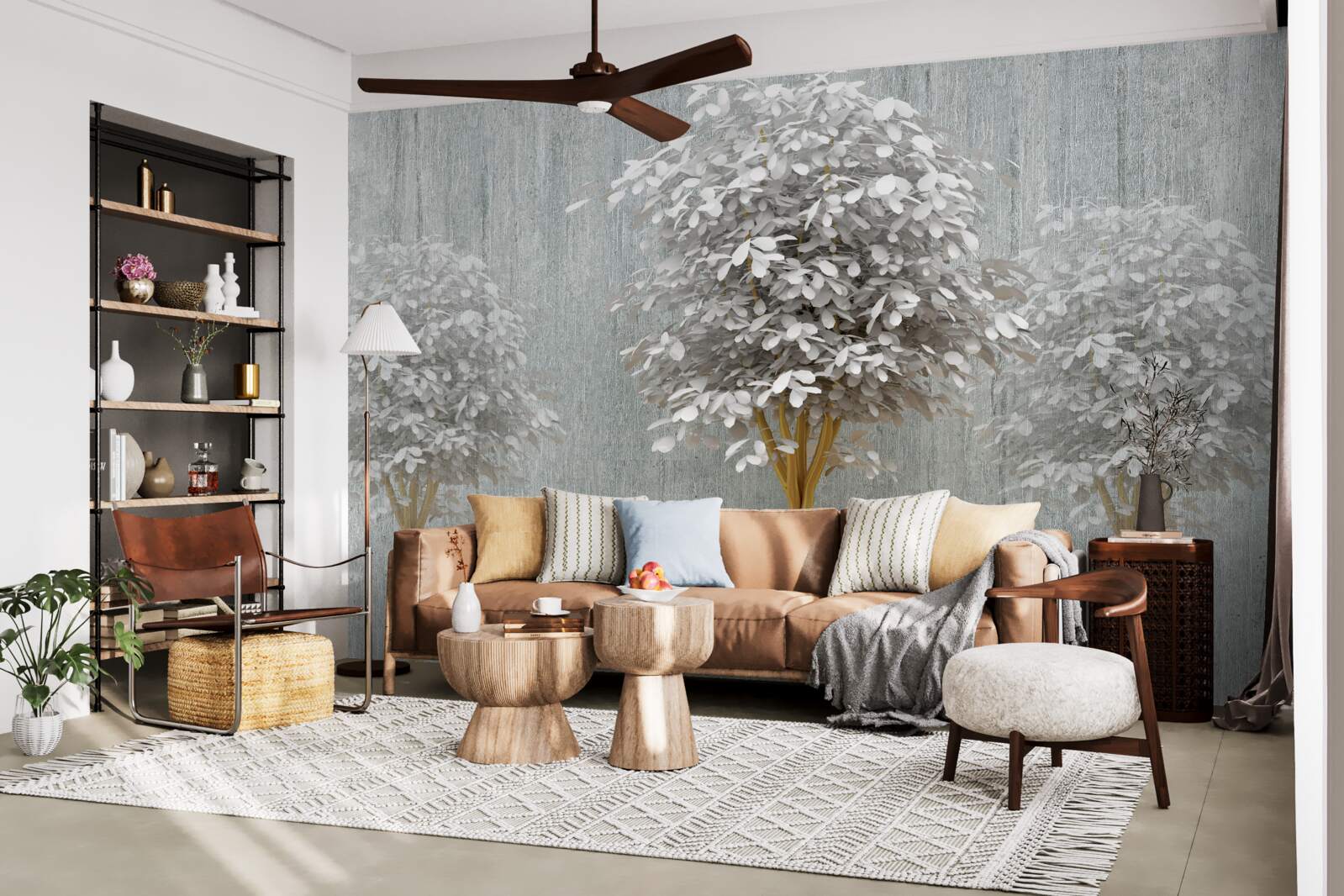 Fototapet copaci înfloriți, de o finețe albă ca zăpada