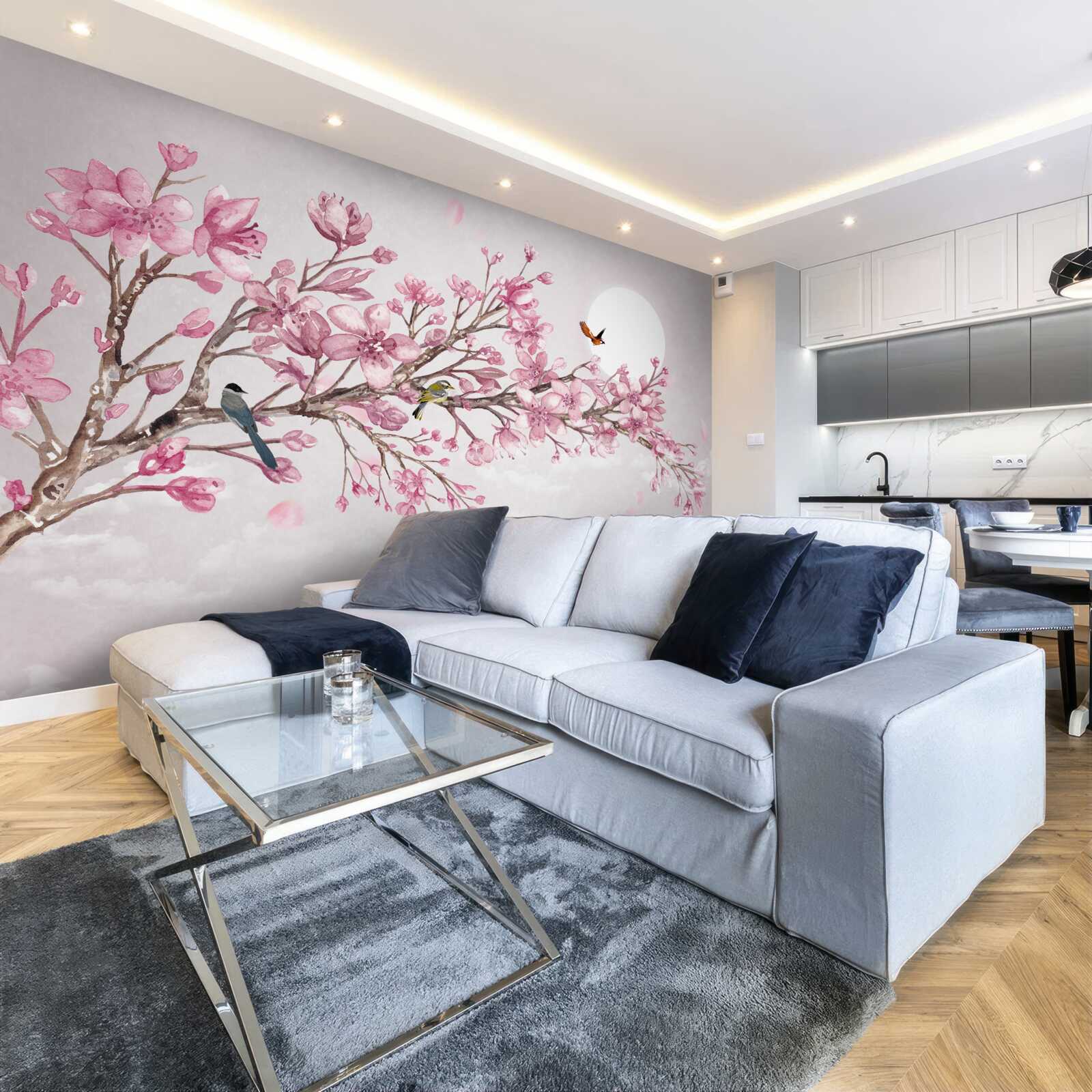 Fototapet uluitoare roz magnolia copac stralucitoare pe o zi însorită