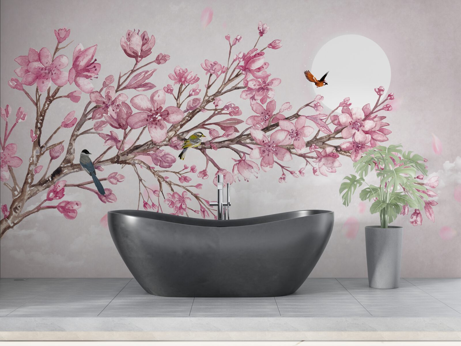 Fototapet uluitoare roz magnolia copac stralucitoare pe o zi însorită