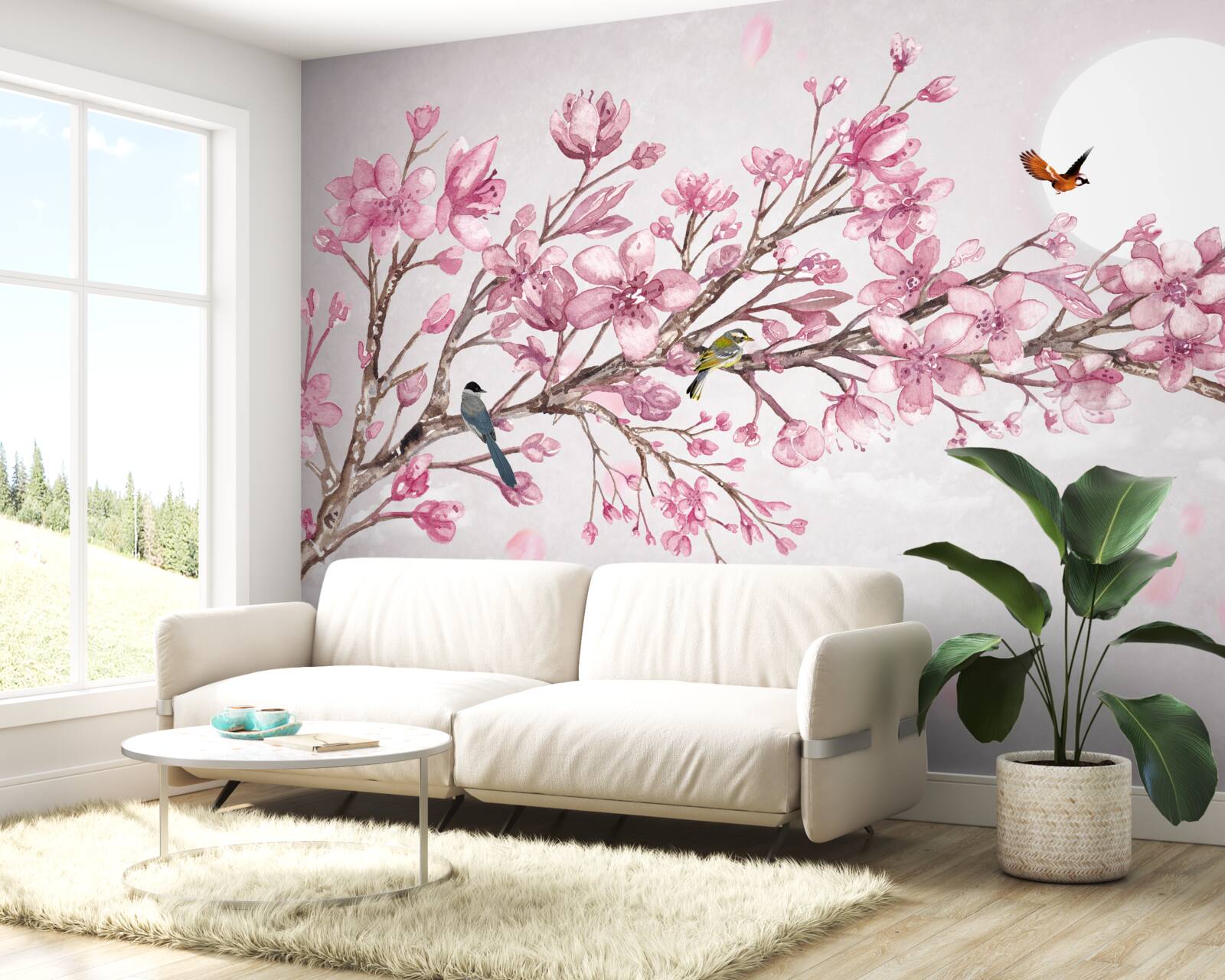 Fototapet uluitoare roz magnolia copac stralucitoare pe o zi însorită