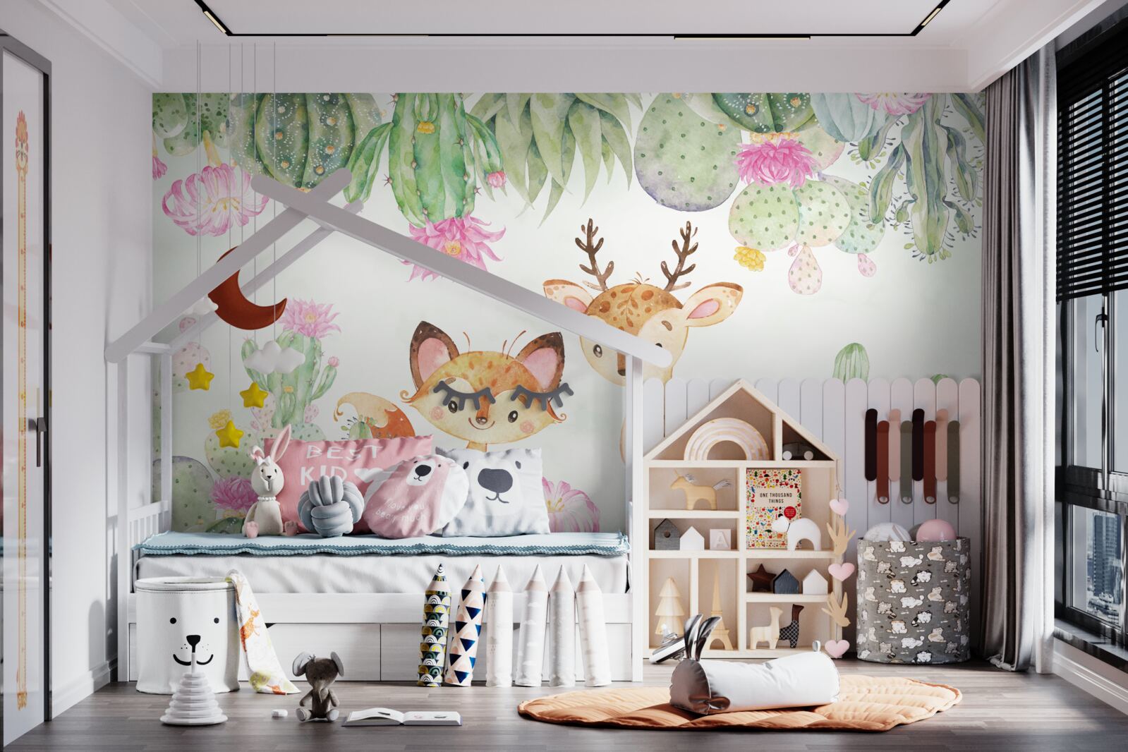 Fototapet vulpe mică și cerb tânăr