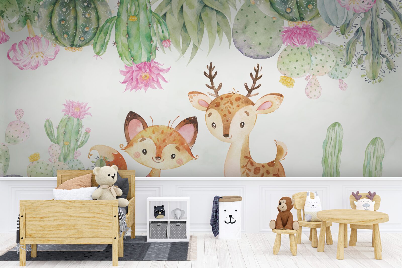 Fototapet vulpe mică și cerb tânăr