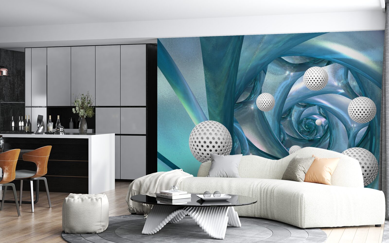 Fototapet în absența gravitației bilele sunt albe