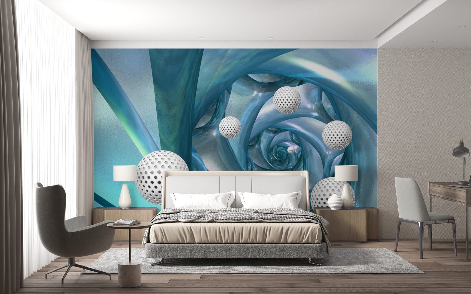 Fototapet în absența gravitației bilele sunt albe