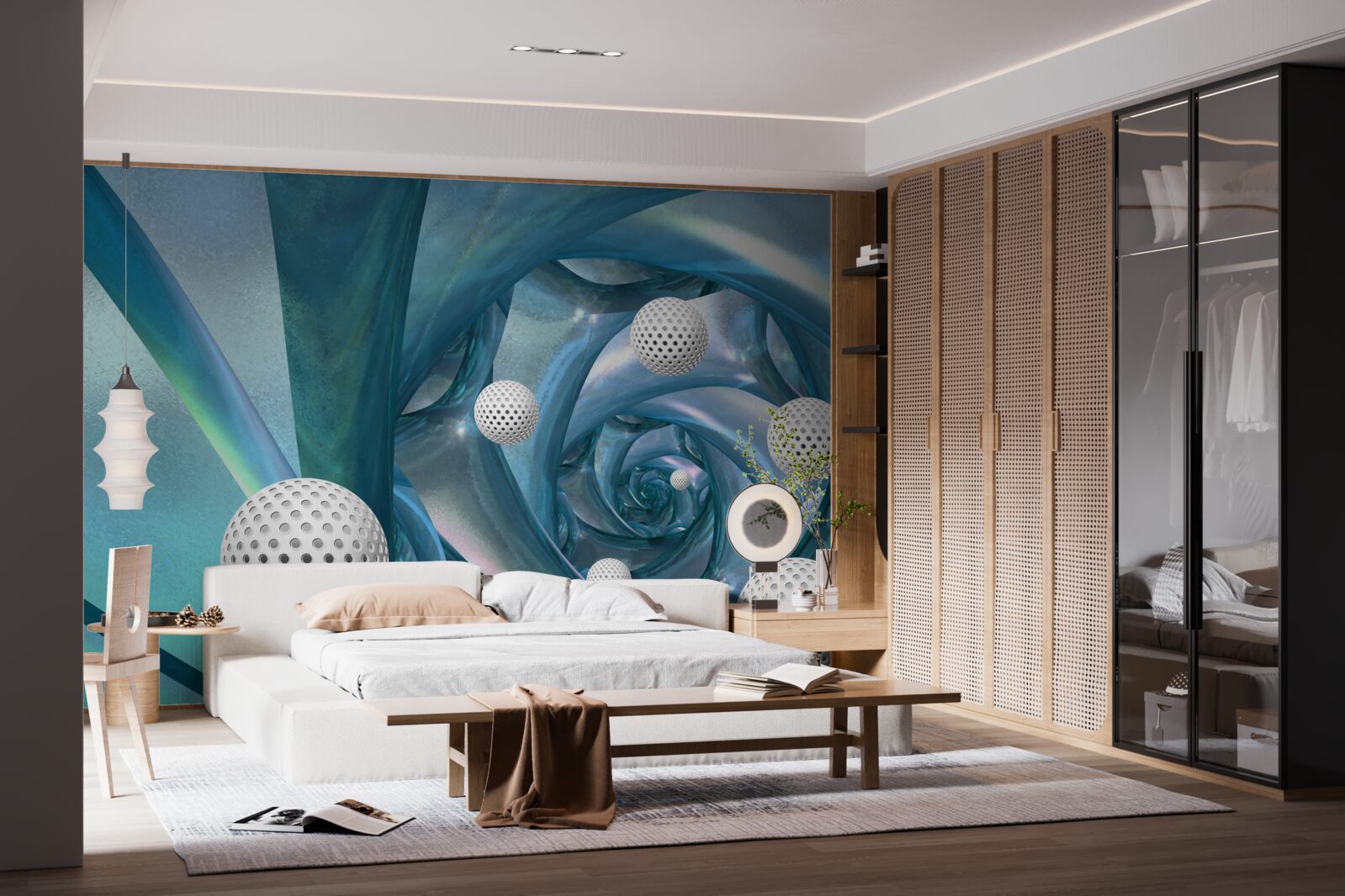 Fototapet în absența gravitației bilele sunt albe