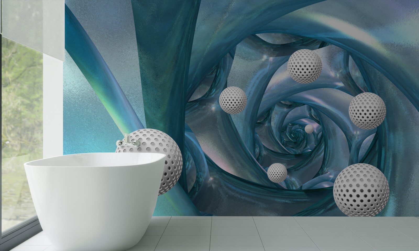 Fototapet în absența gravitației bilele sunt albe