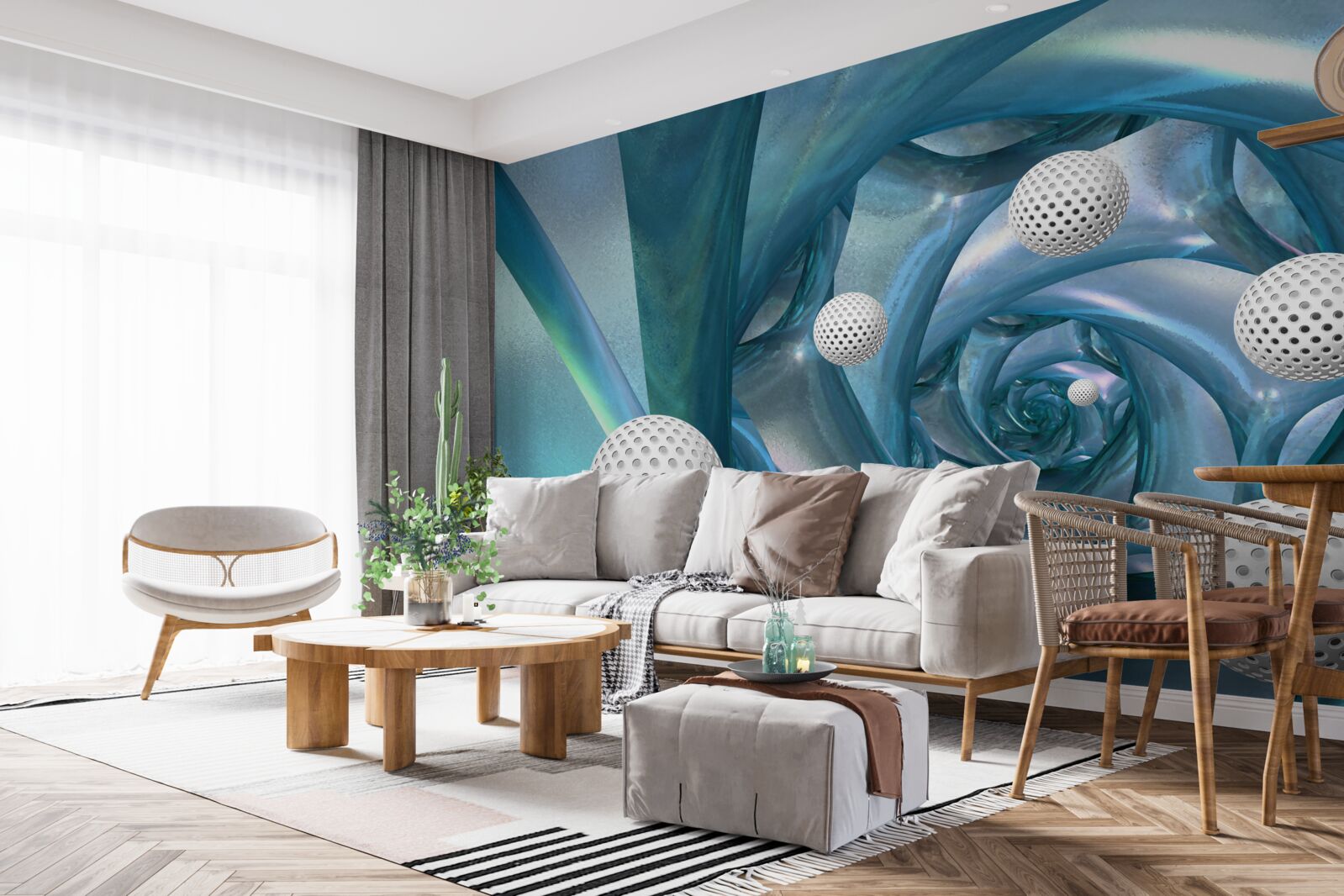 Fototapet în absența gravitației bilele sunt albe