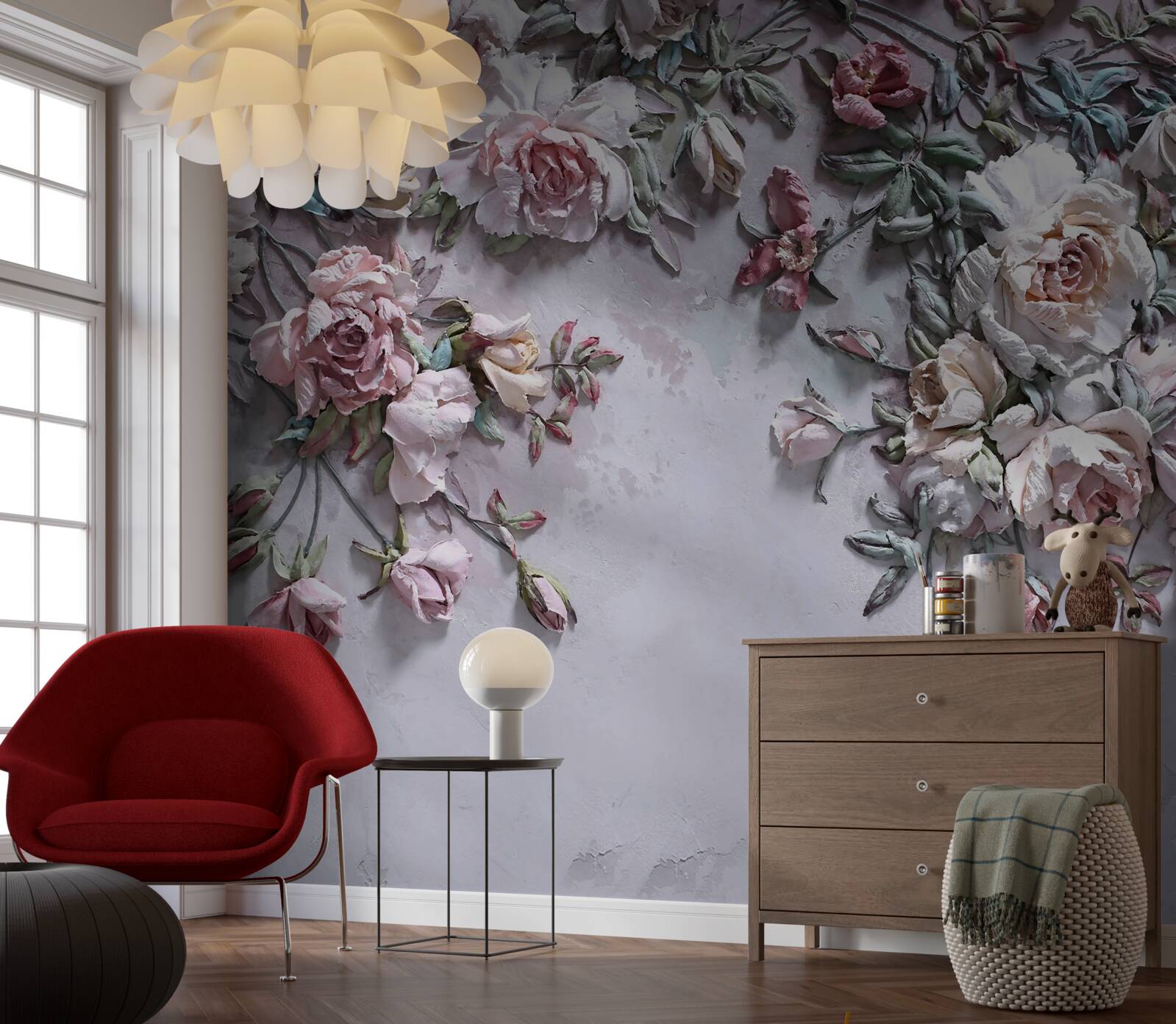 Fototapet flori care se deschid în zorii cețoși