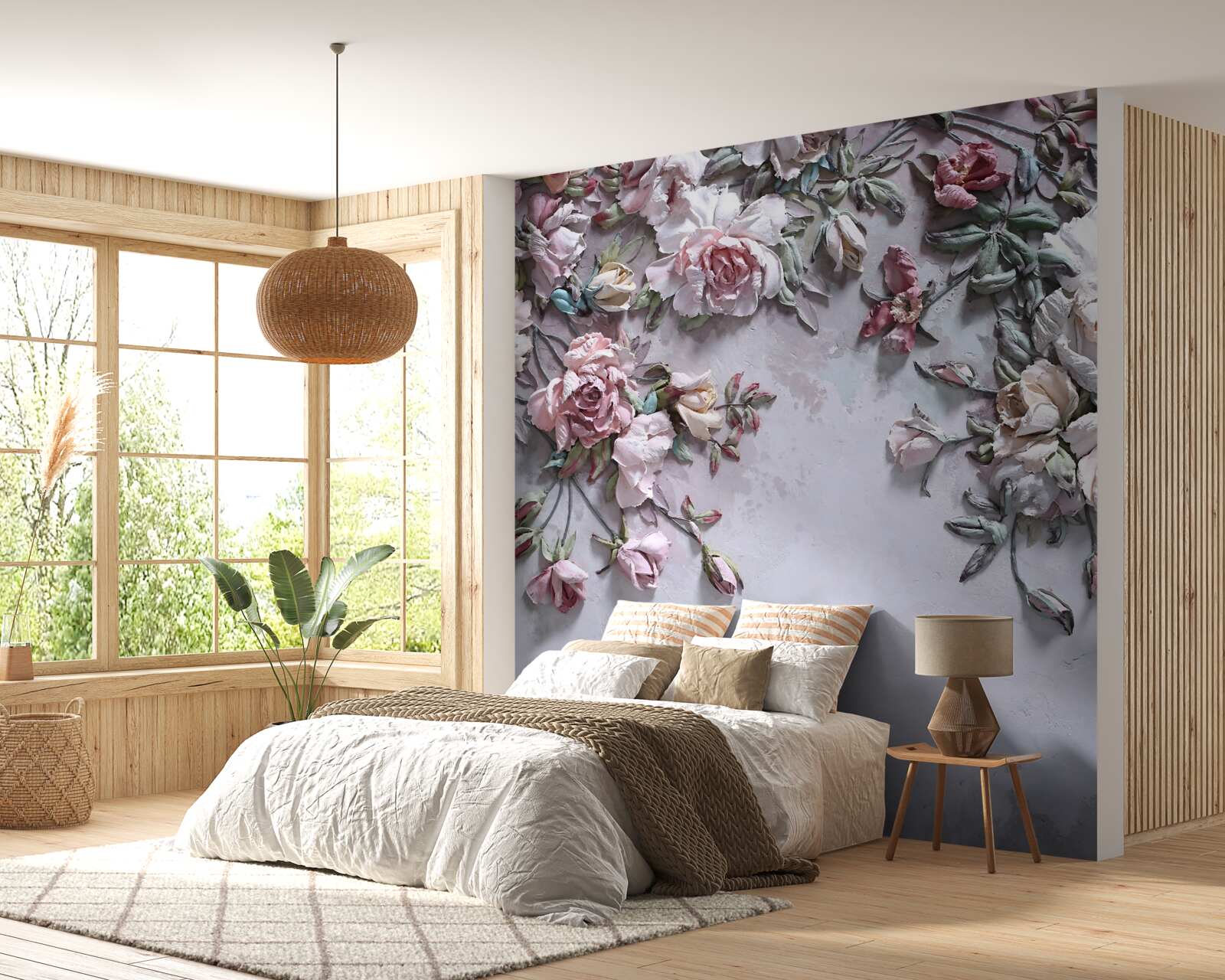 Fototapet flori care se deschid în zorii cețoși