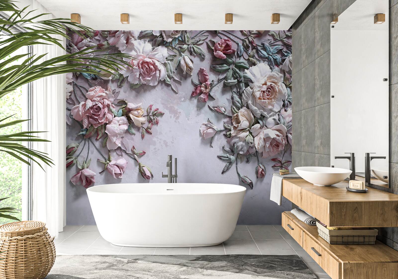 Fototapet flori care se deschid în zorii cețoși