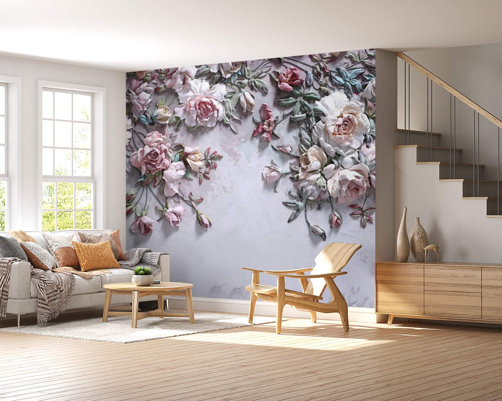 Fototapet flori care se deschid în zorii cețoși