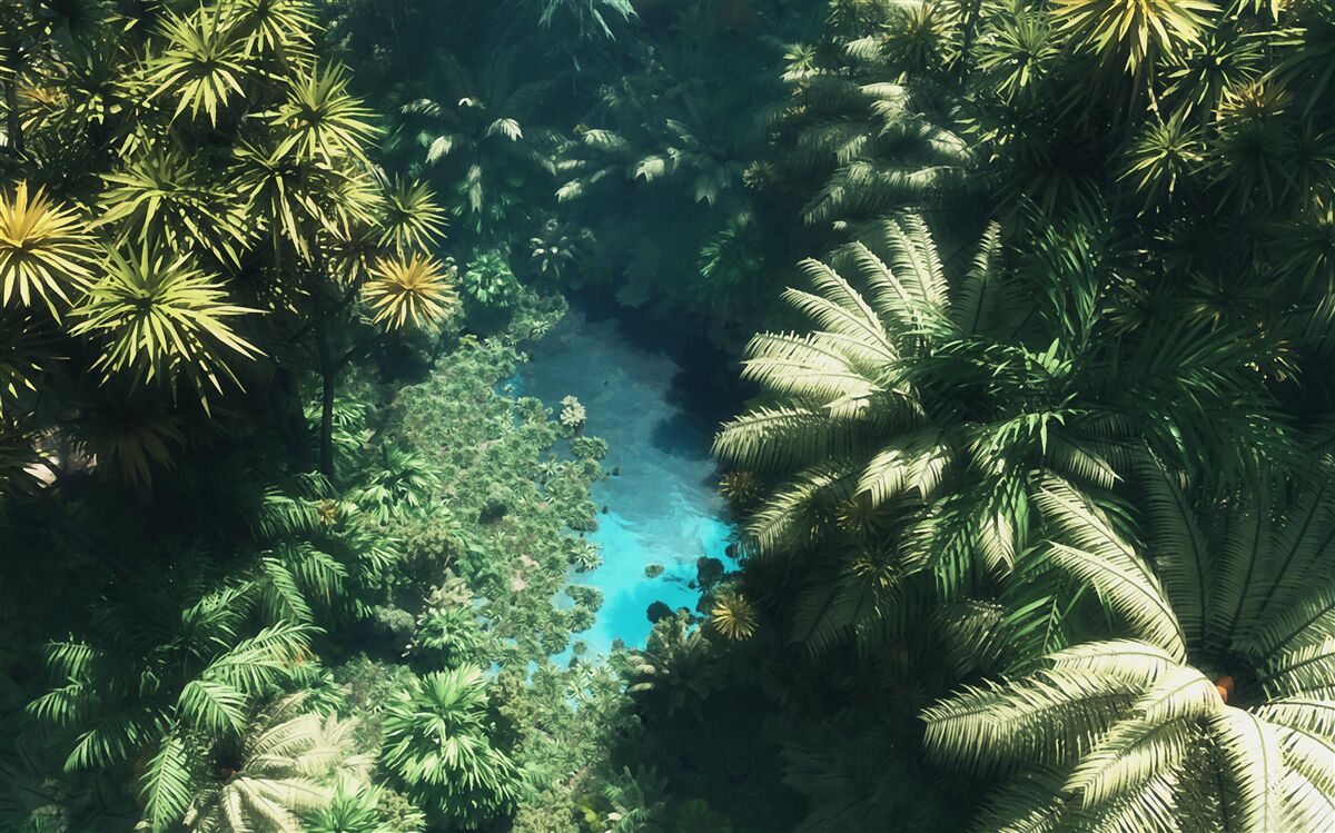 Fototapet cer de noapte cu plante tropicale