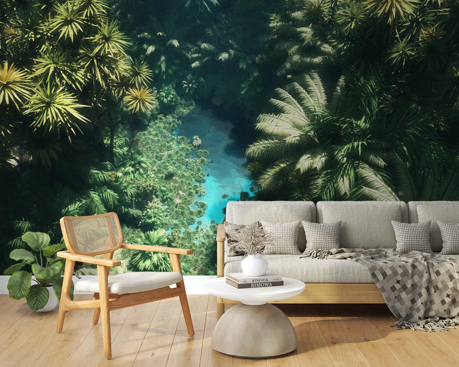 Fototapet cer de noapte cu plante tropicale