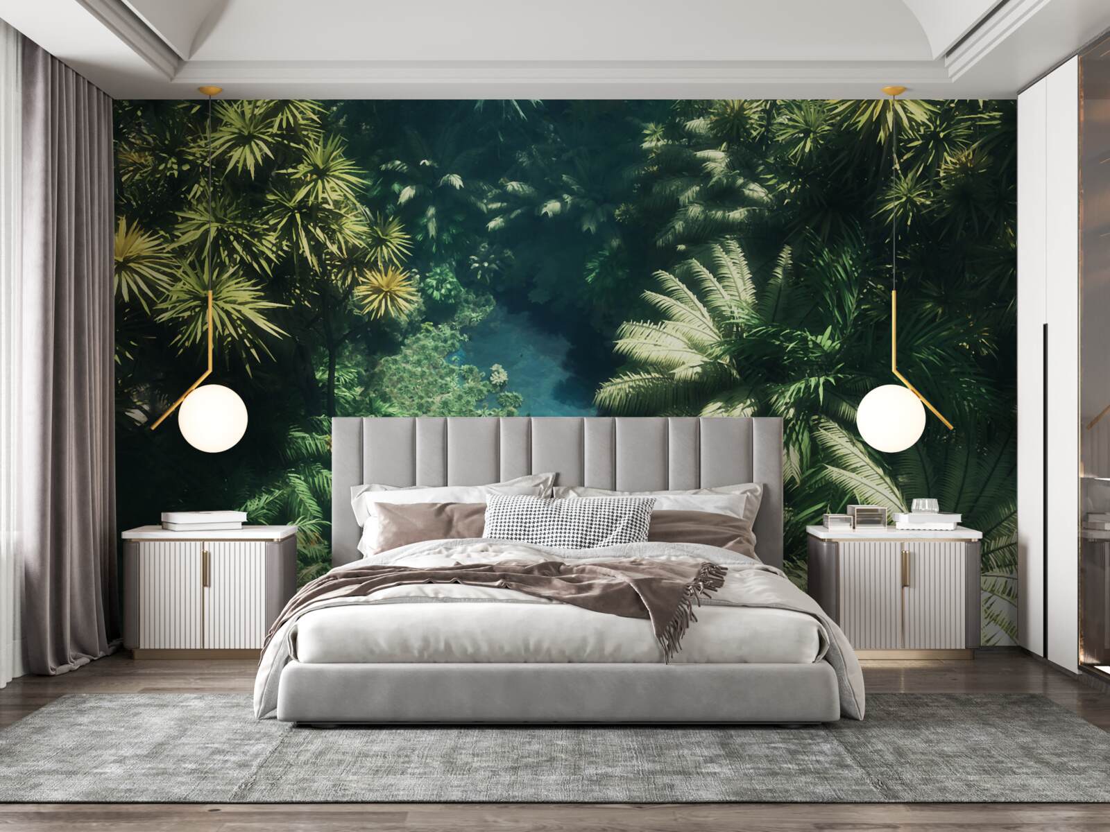 Fototapet cer de noapte cu plante tropicale