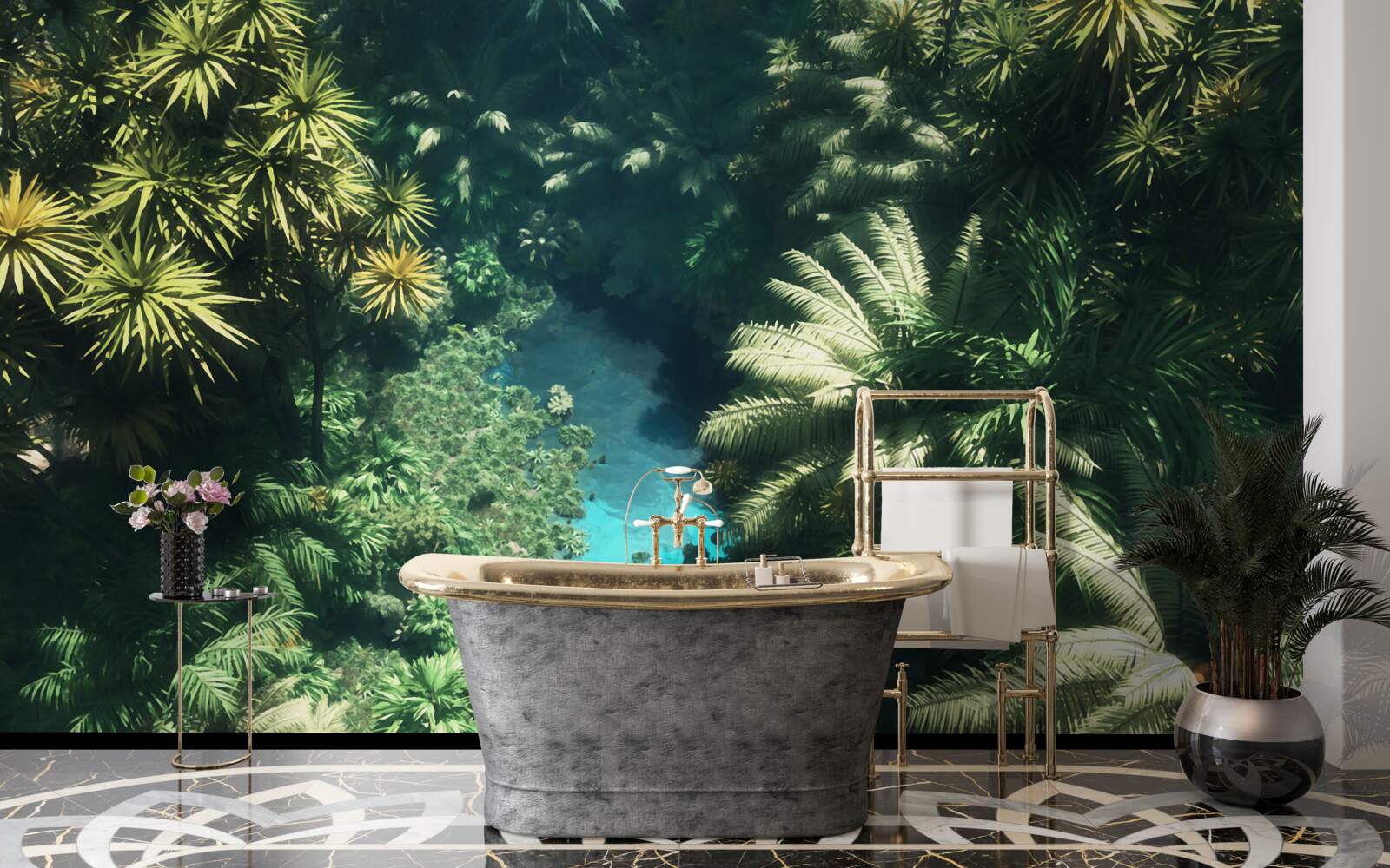 Fototapet cer de noapte cu plante tropicale