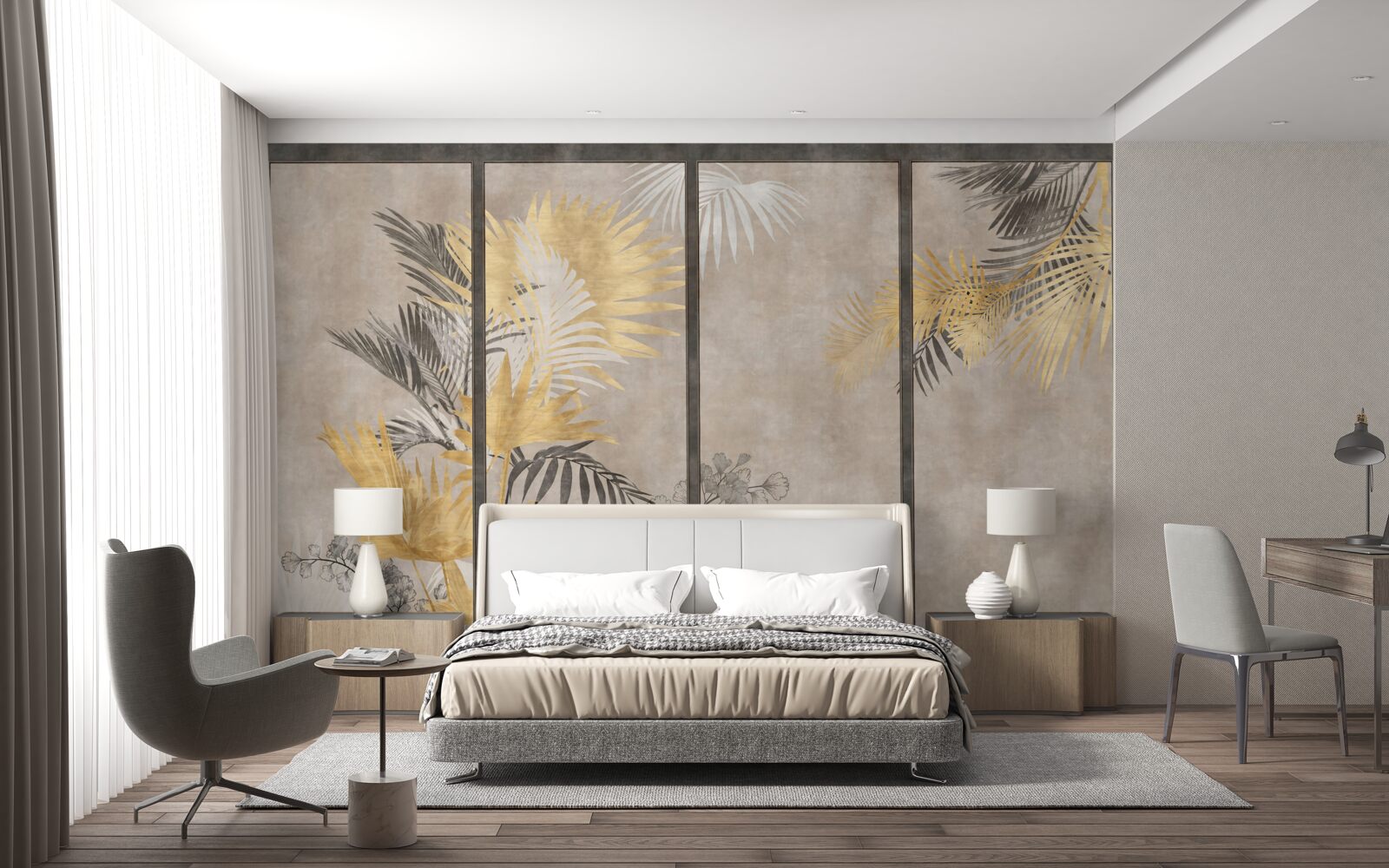 Fototapet reprezentarea abstractă a unei păduri tropicale într-un format modular