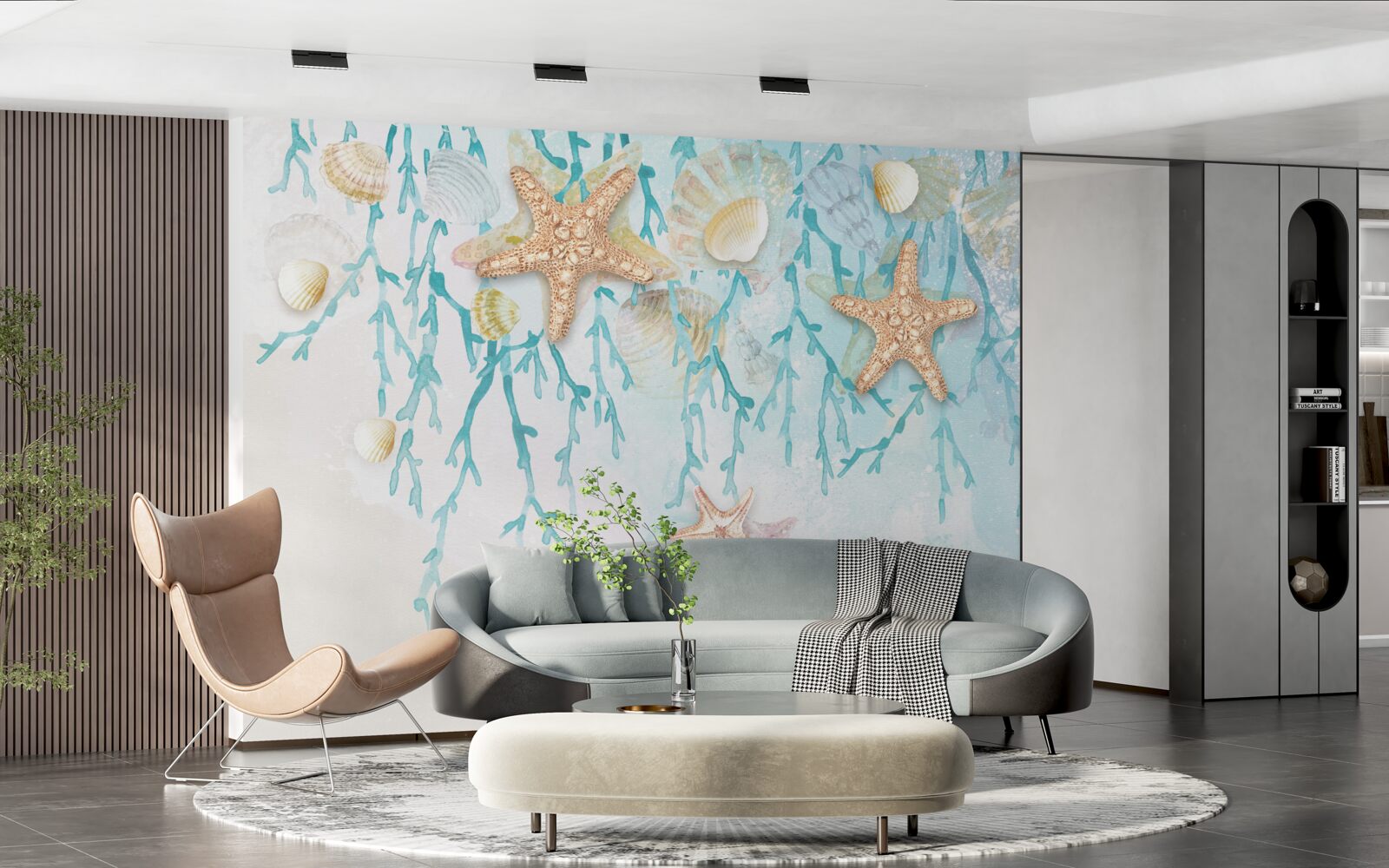 Fototapet cer înstelat și țărm de mare