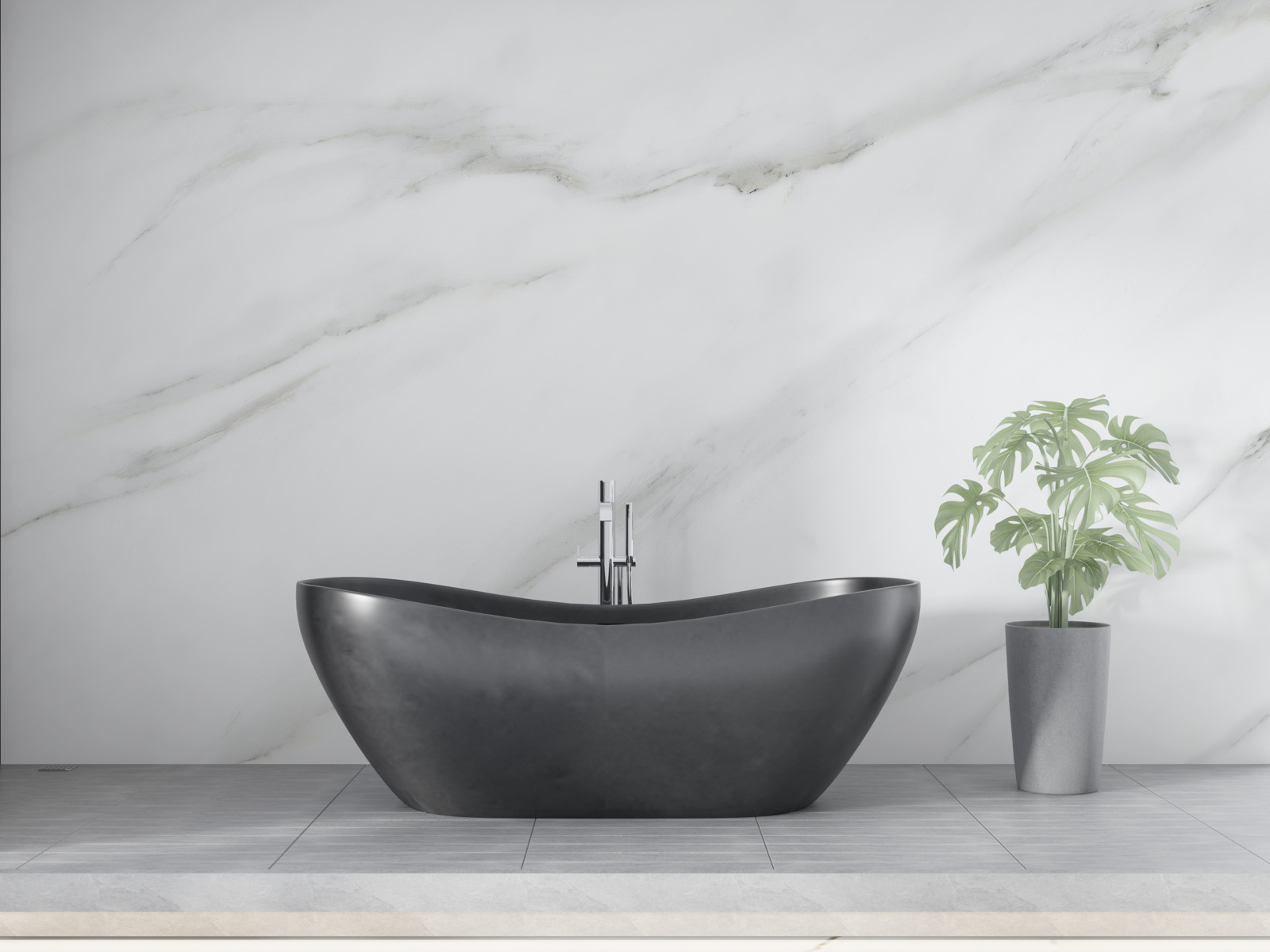 Fototapet Marmură albă ca zăpada cu modele de valuri gri